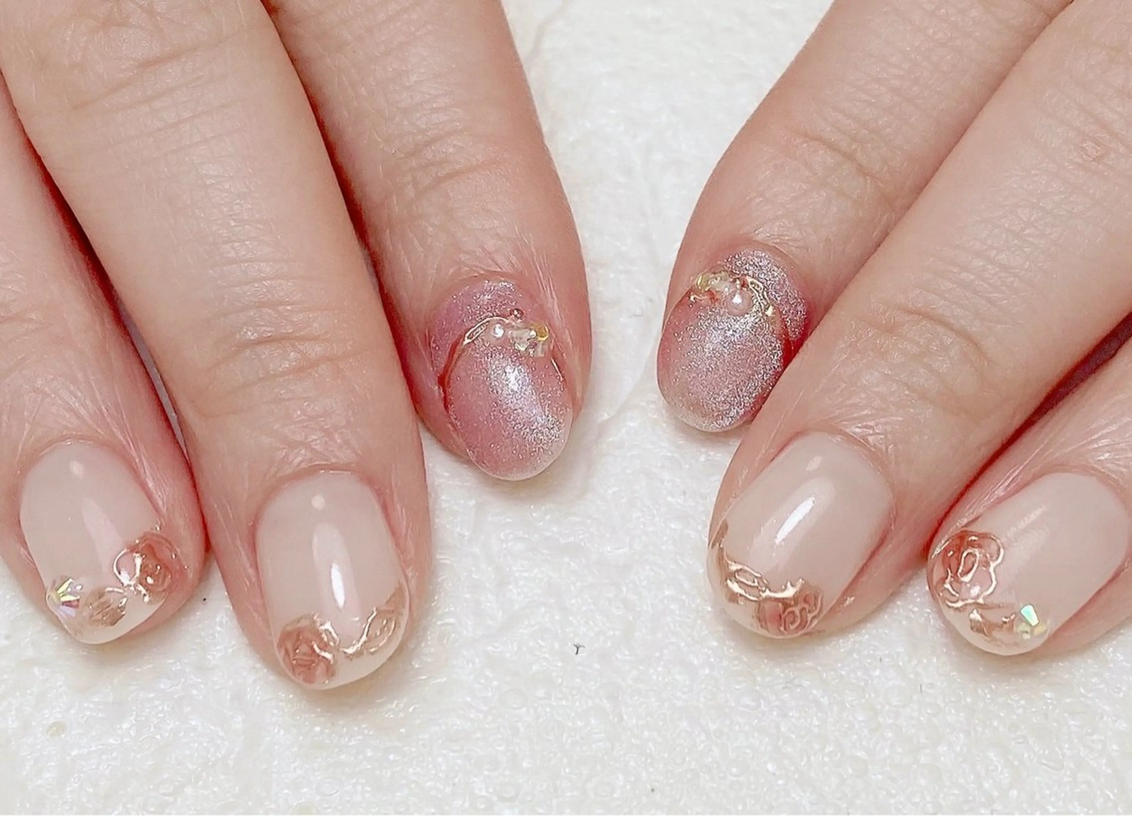 ネイル フラワーネイル フレンチネイル マグネットネイル ストーンネイル ハンドネイル Nail Salon K 🧸美爪育成のネイルデザイン