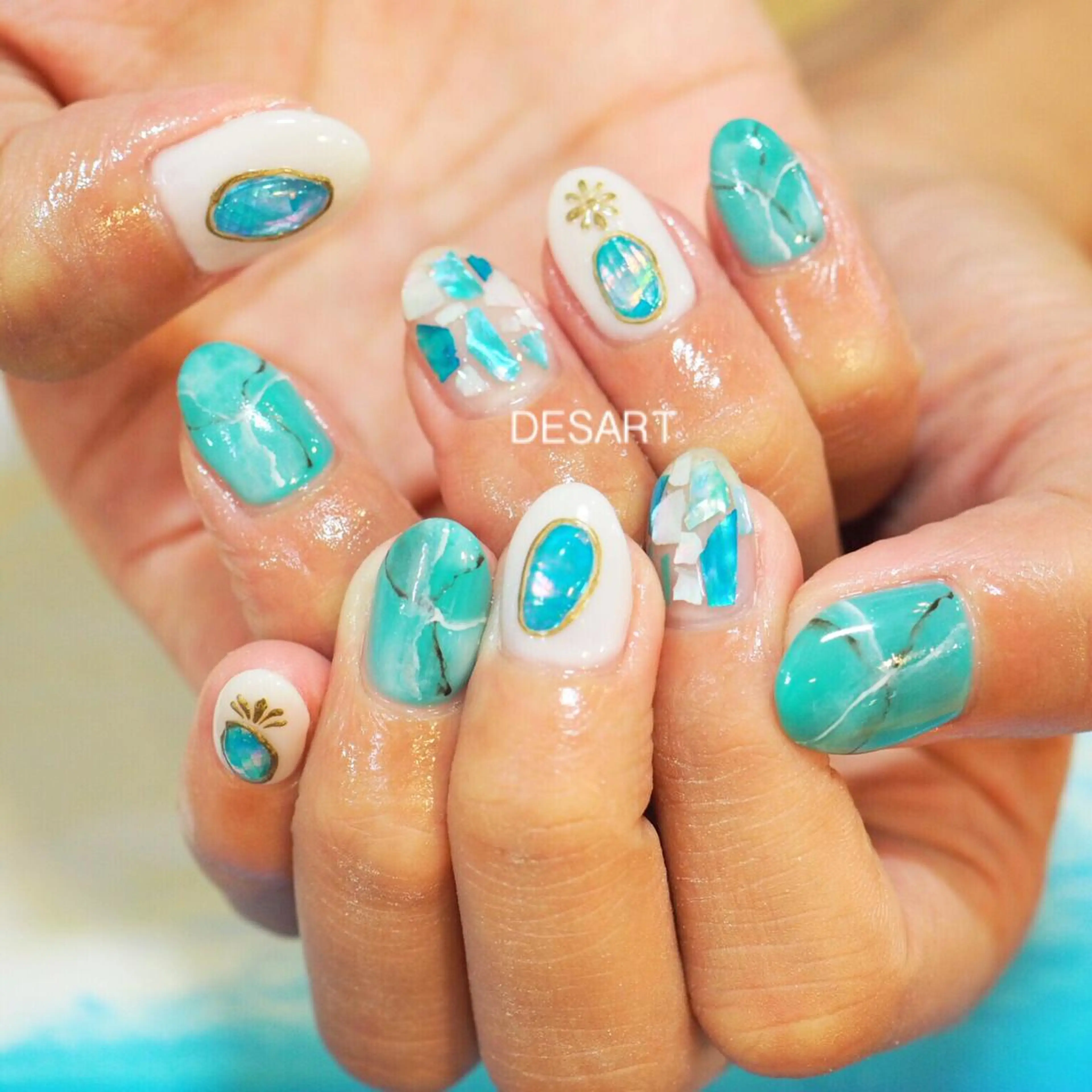 ネイル ブルー ”salon" そりまちゆうこのネイルデザイン