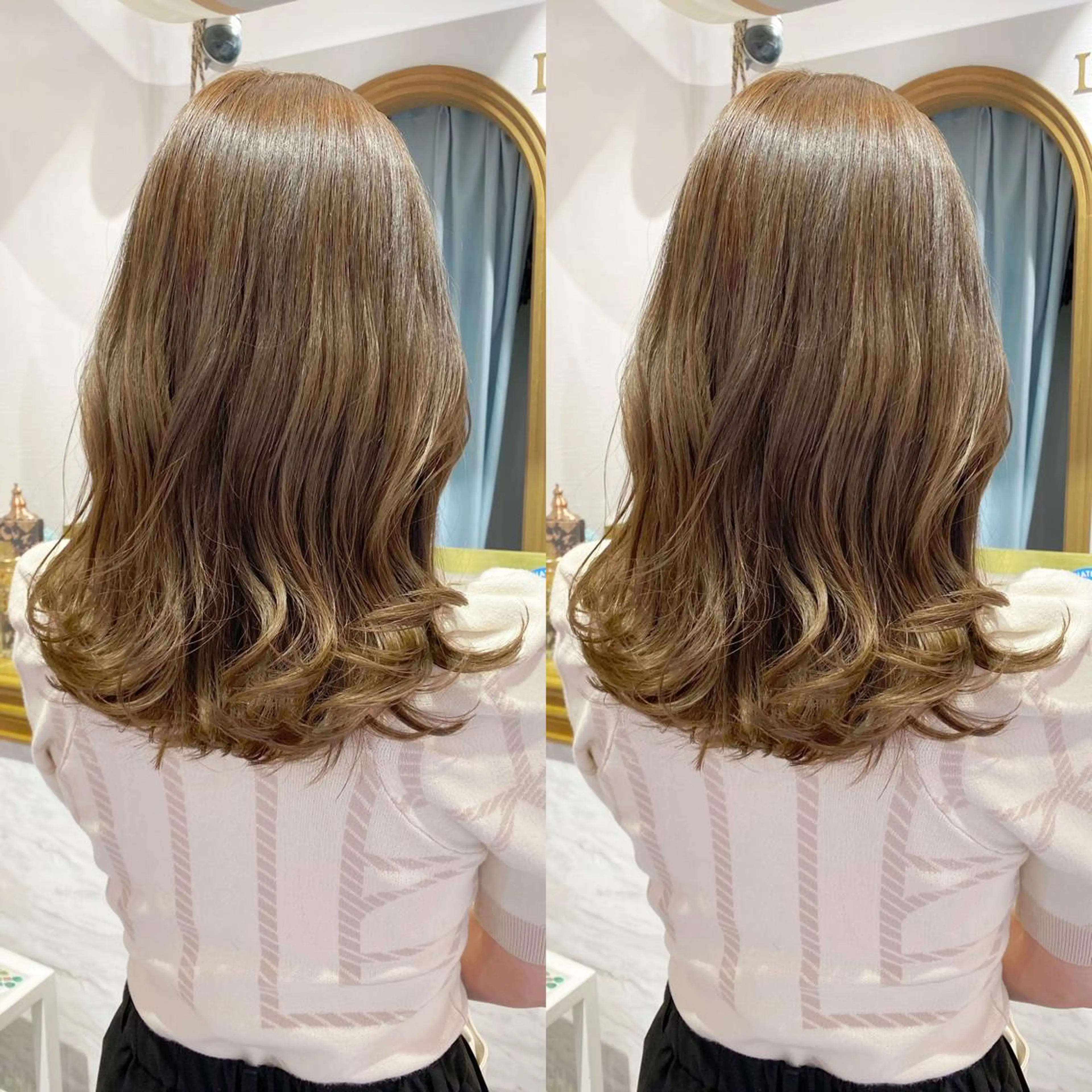ミディアム カット ヘアカラー トリートメント 韓国ヘア/レイヤー/ 髪質改善🫧西田のヘアスタイル