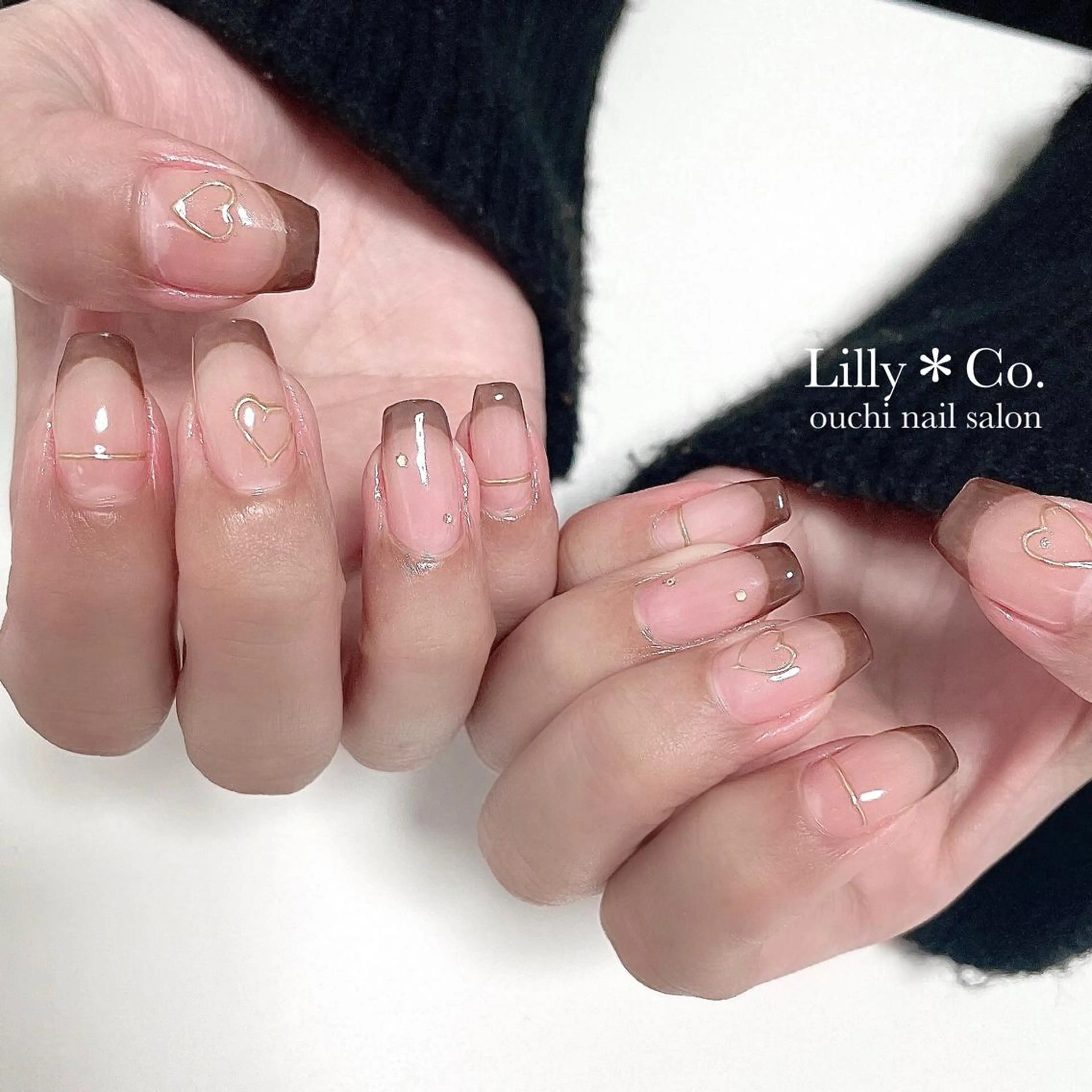 ネイル ハート バレンタイン ハンドネイル ハンドケア Lilly Co.のネイルデザイン