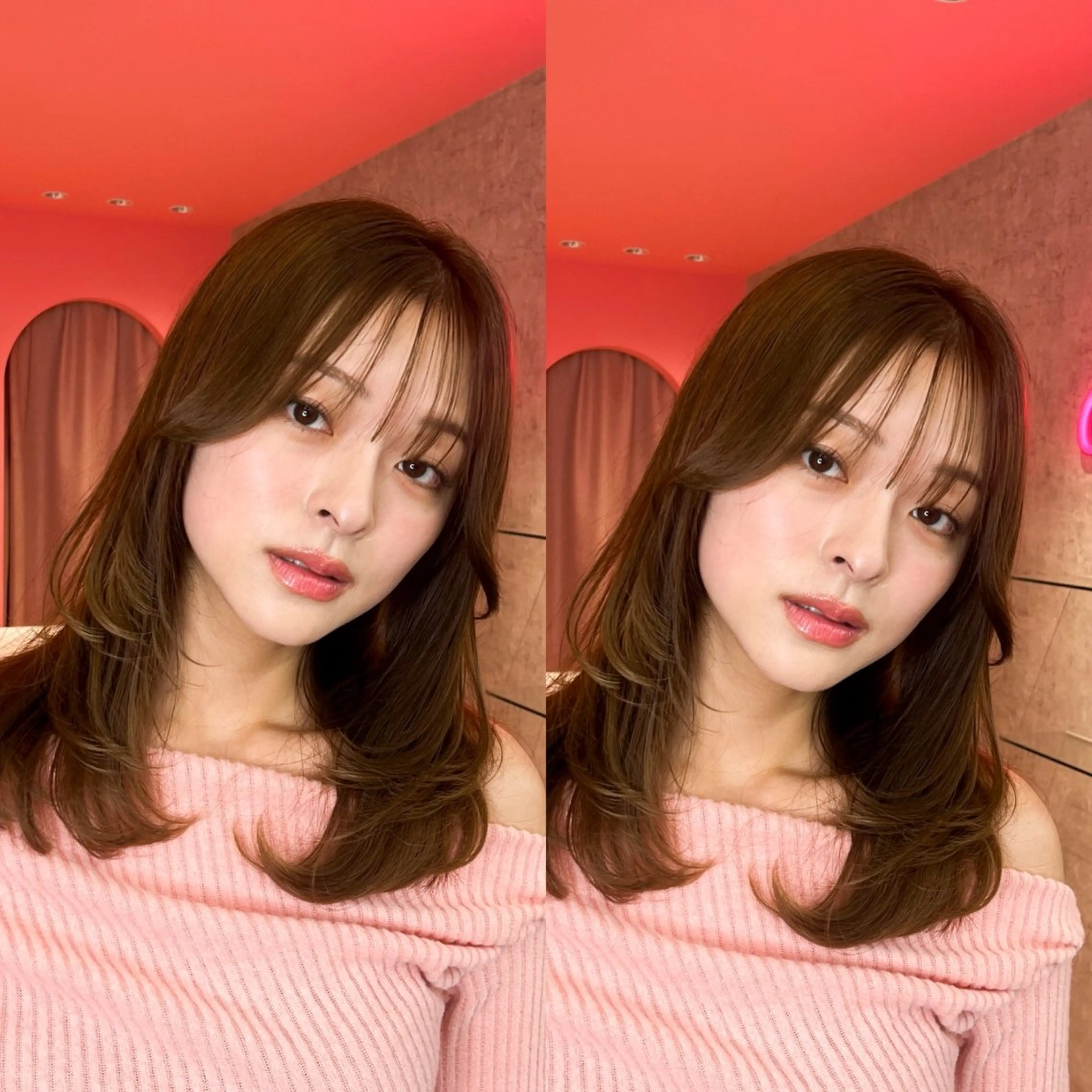 ミディアム カラー 山崎/ボブ縮毛矯正 レイヤー髪質改善のヘアスタイル