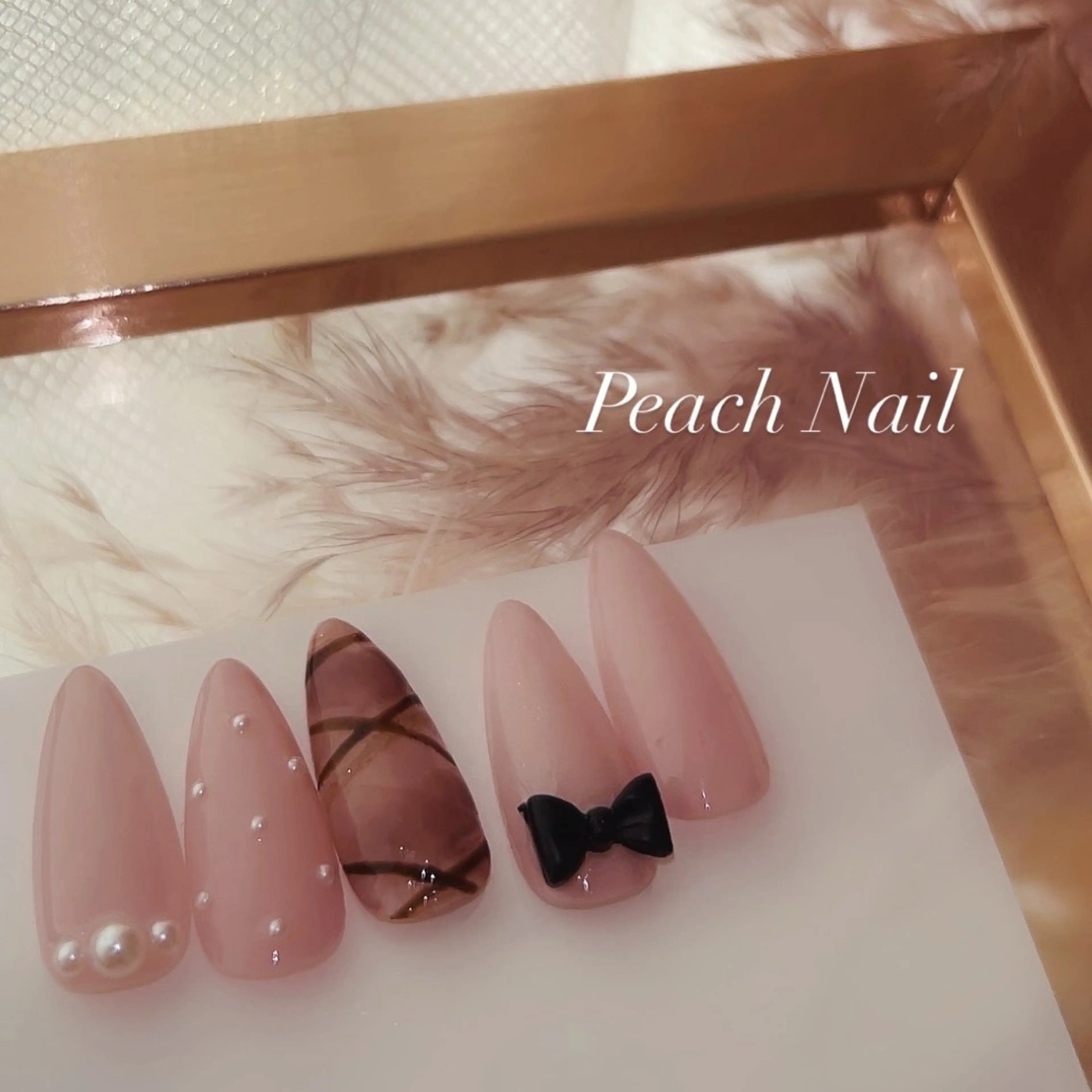 ネイル ガーリー Peach nail 🍑kaoriのネイルデザイン