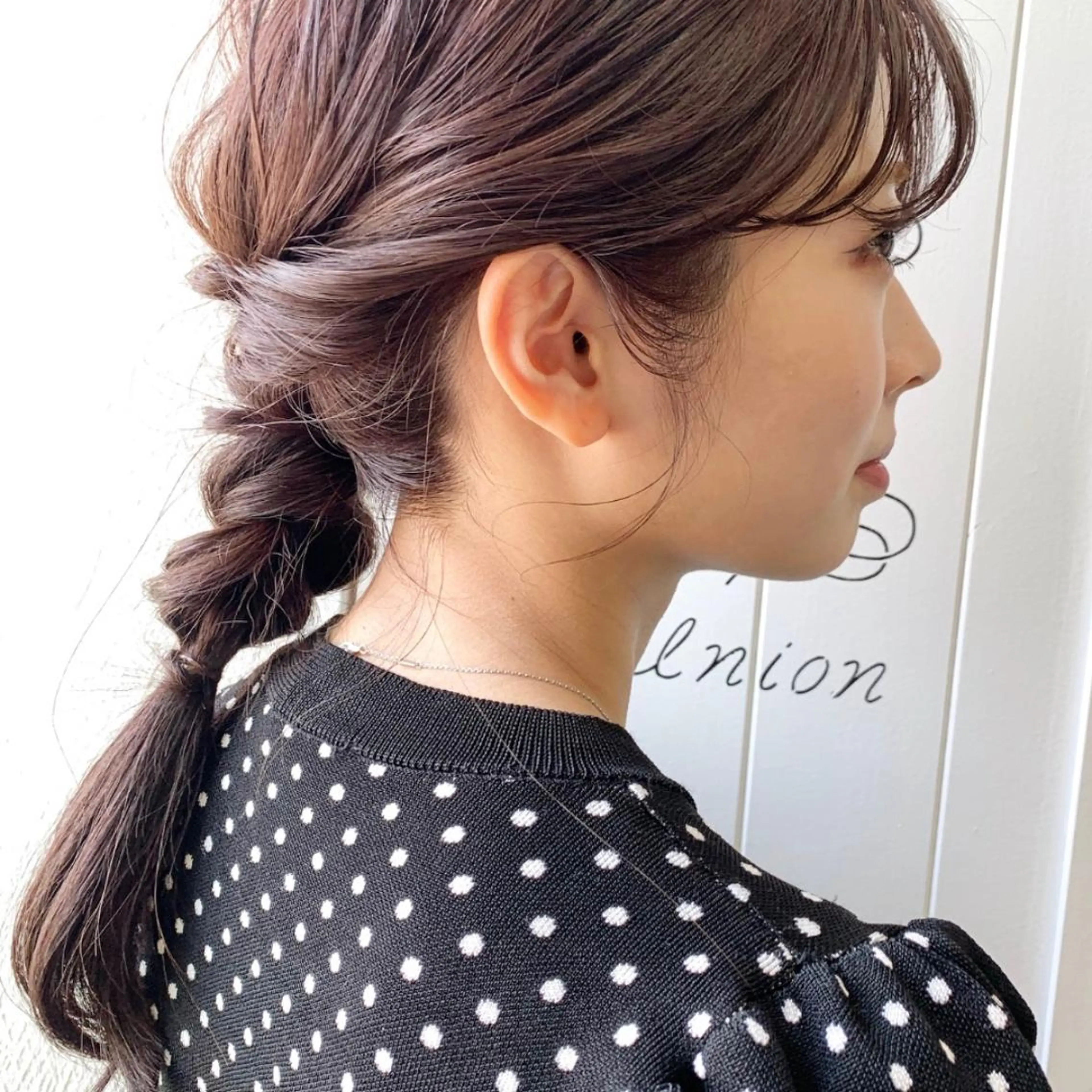 セミロング カラー ヘアアレンジ ブラウンカラー ピンクカラー ピンクブラウン 韓国ヘア /男女❄️ 細江 美紅のヘアスタイル