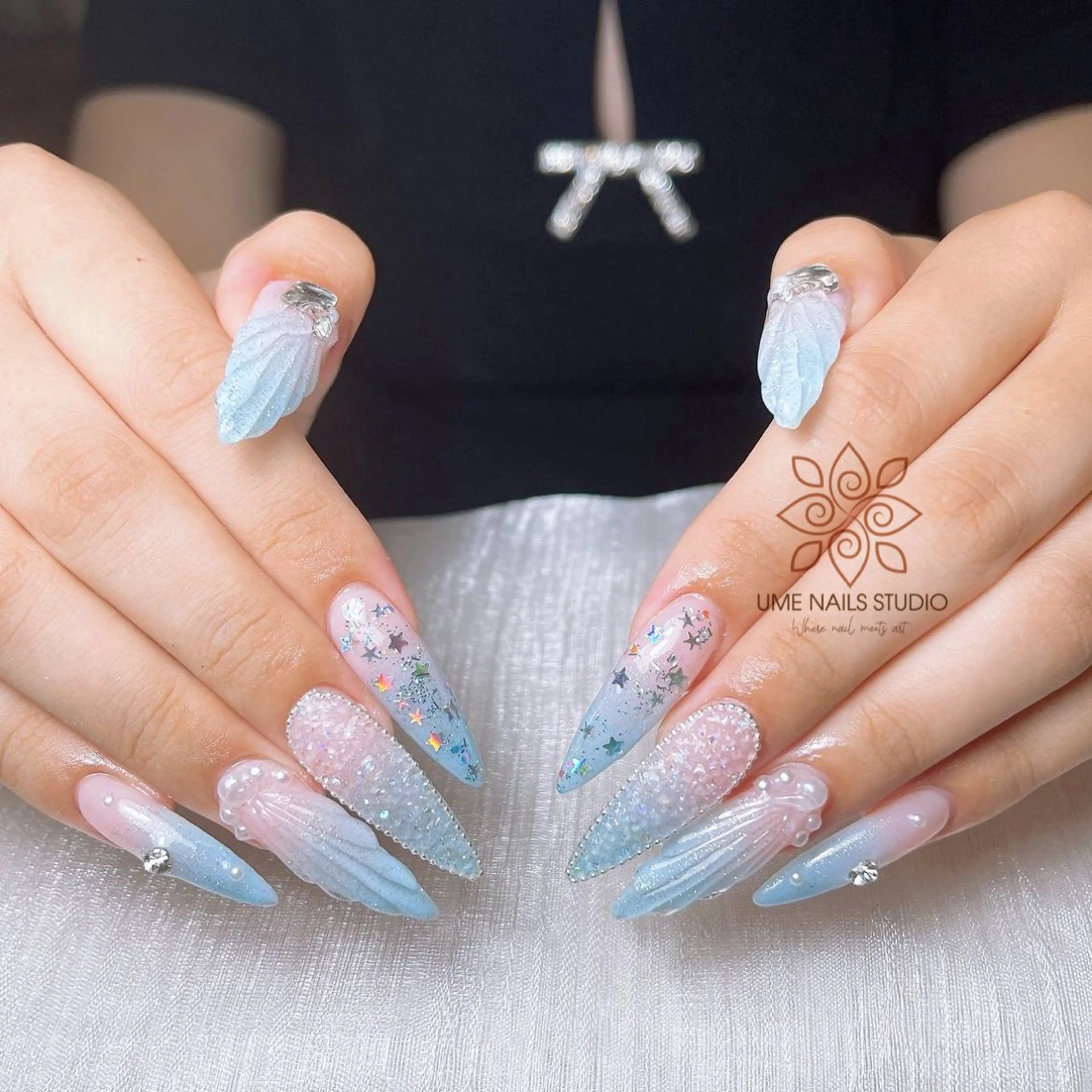 ネイル チークネイル クリアネイル ガーリー キラキラネイル 韓国ネイル ハンドネイル Ume Nail Studioのネイルデザイン