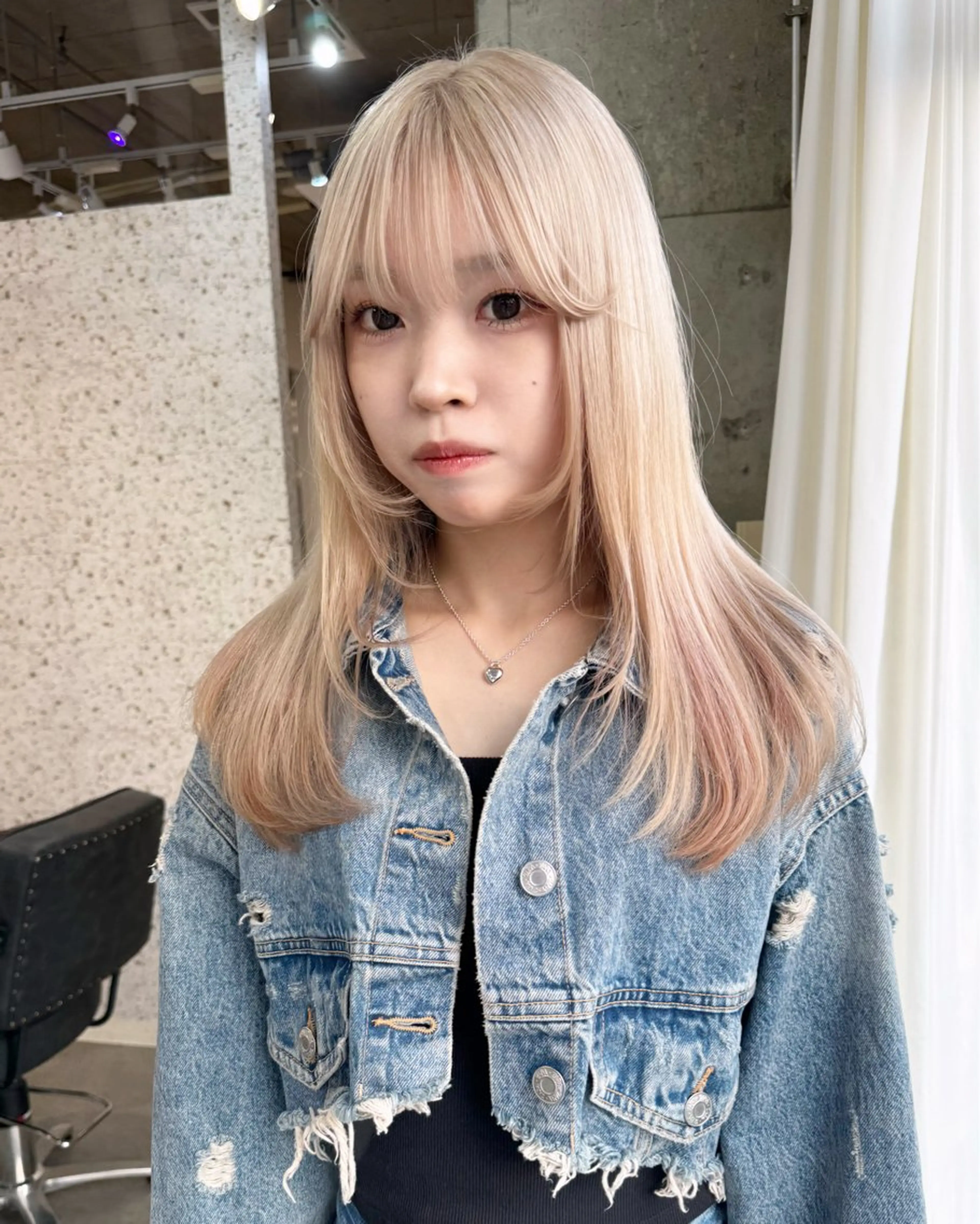 セミロング カラー ヘアアレンジ セミロングパーマ ブリーチ ブロンド ケアブリーチ ダブルカラー ヘアカラー トリートメント lani 天神大名/ブリーチのヘアスタイル