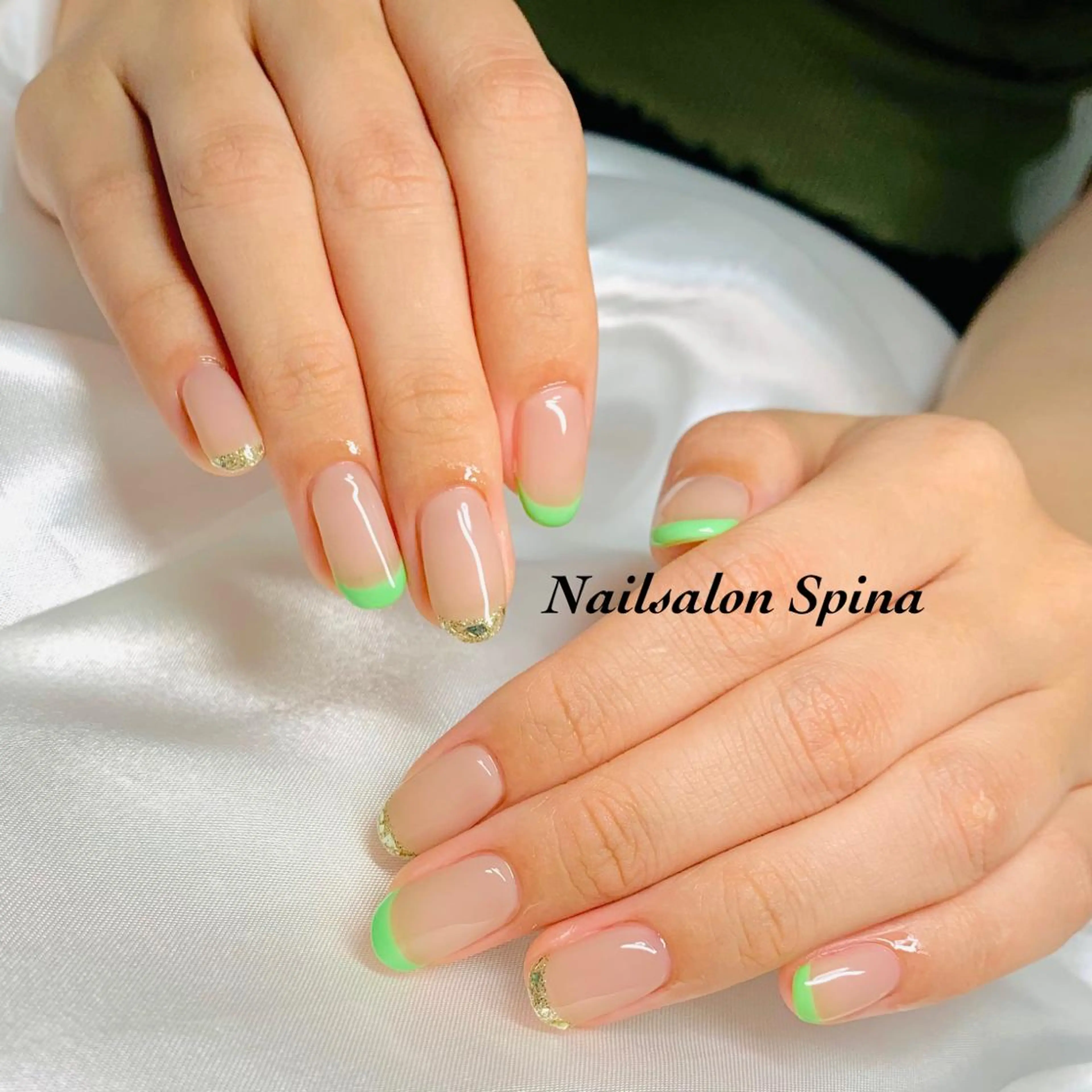 ネイル フレンチネイル ジェルネイル ガラスフレンチ パラジェル Nailsalon Spina 琴美のネイルデザイン