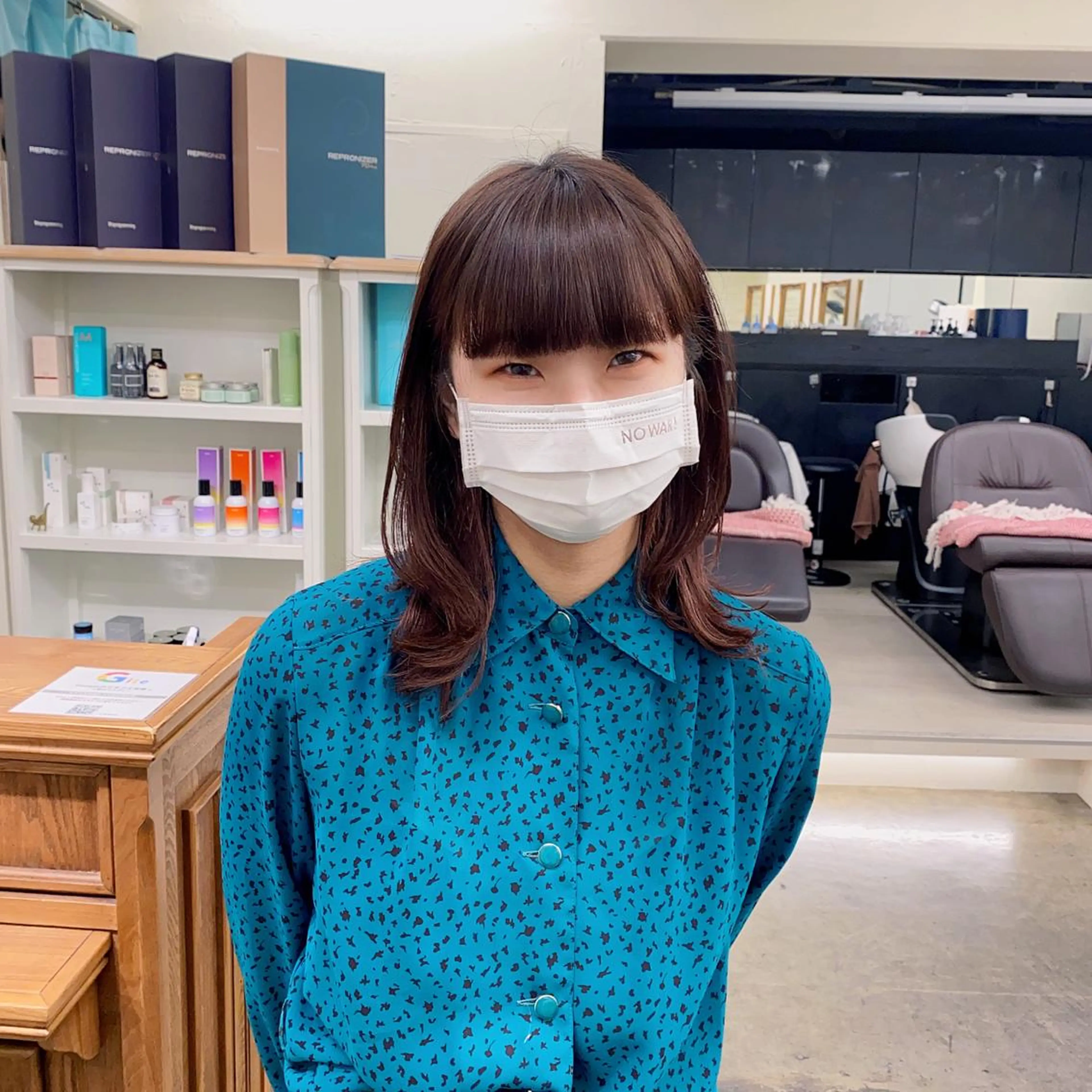 ミディアム 髪質改善 ヨシンモリ レイヤーカット 縮毛矯正 ウルフ/レイヤー /パーマ　ナユタのヘアスタイル