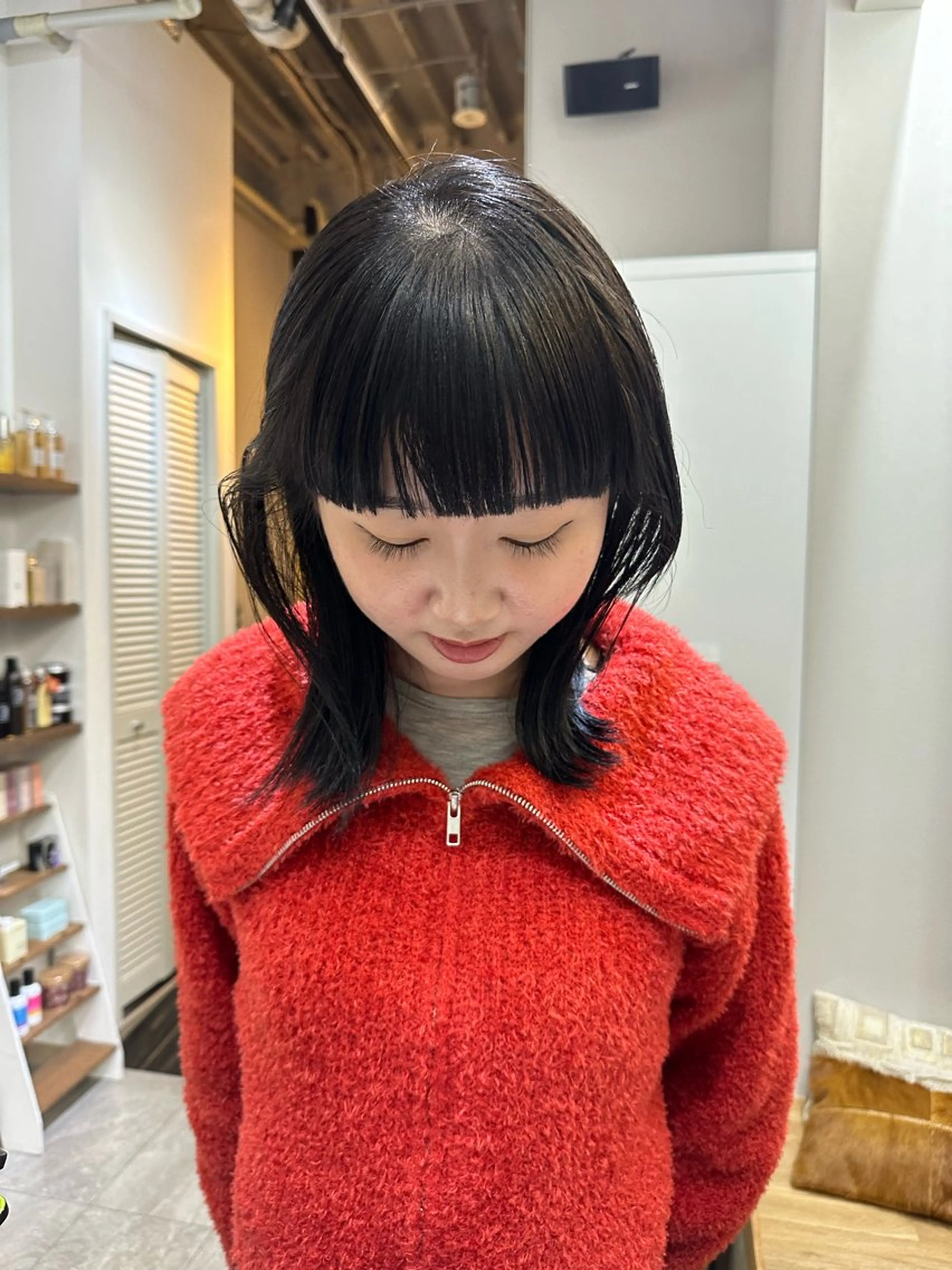 ミディアム カラー 黒髪 ボブ nao/福岡美容室 パーマ/ボブパーマのヘアスタイル