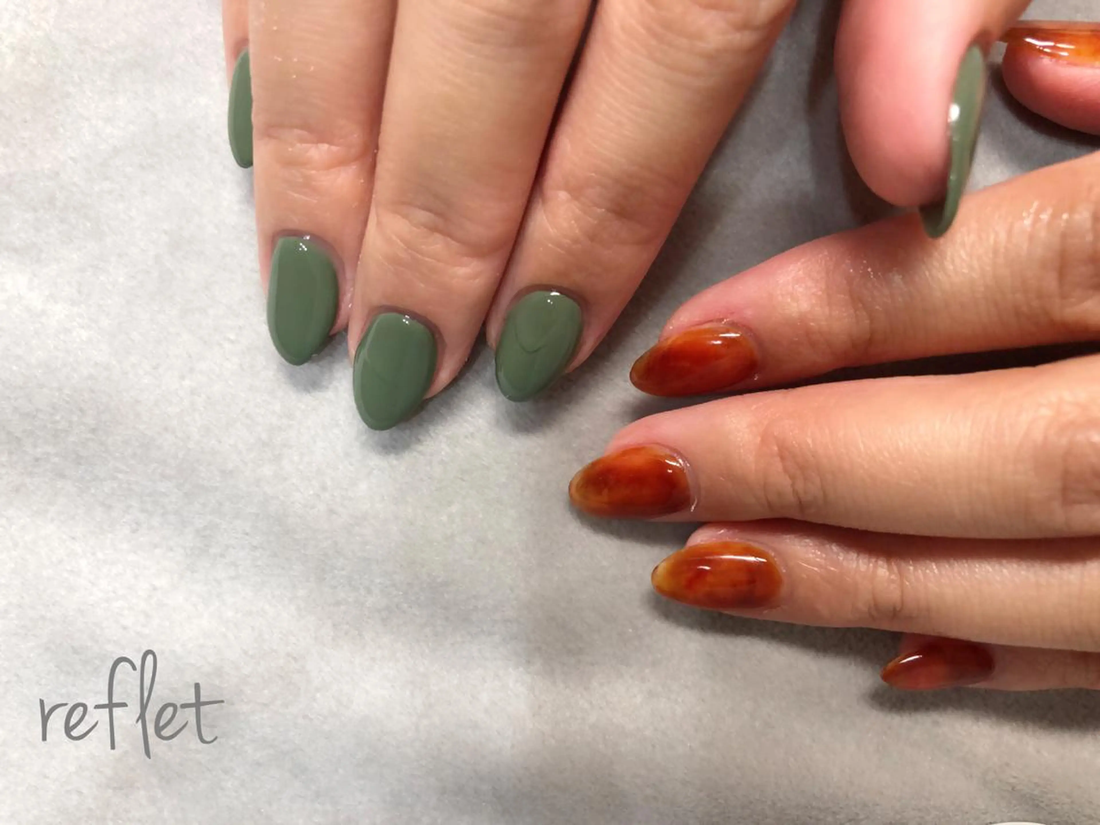 ネイル べっ甲ネイル ワンカラーネイル ハンドネイル reflet nailのネイルデザイン