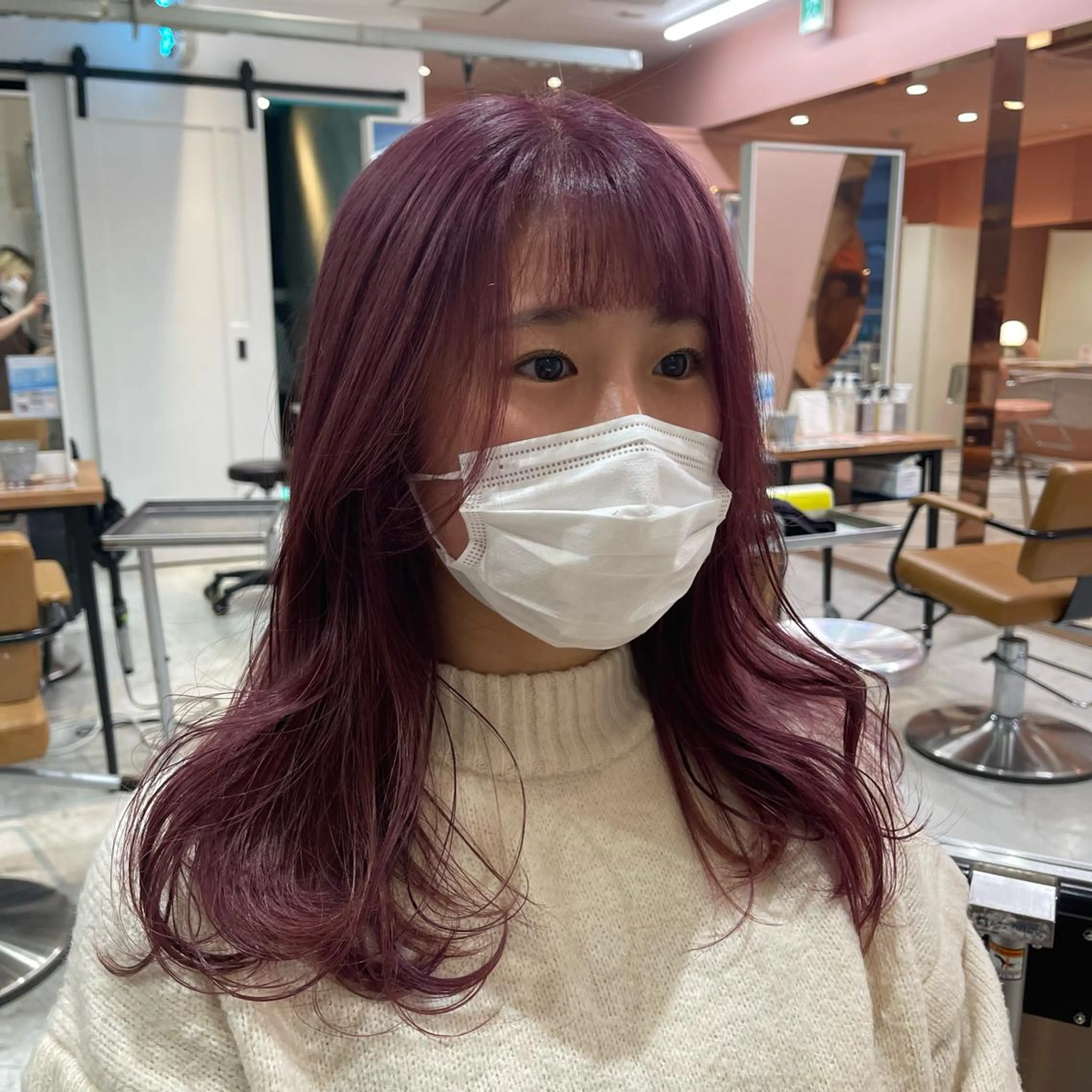 セミロング カラー ラベンダーカラー ラベンダーピンク ピンクカラー nameless miichiのヘアスタイル