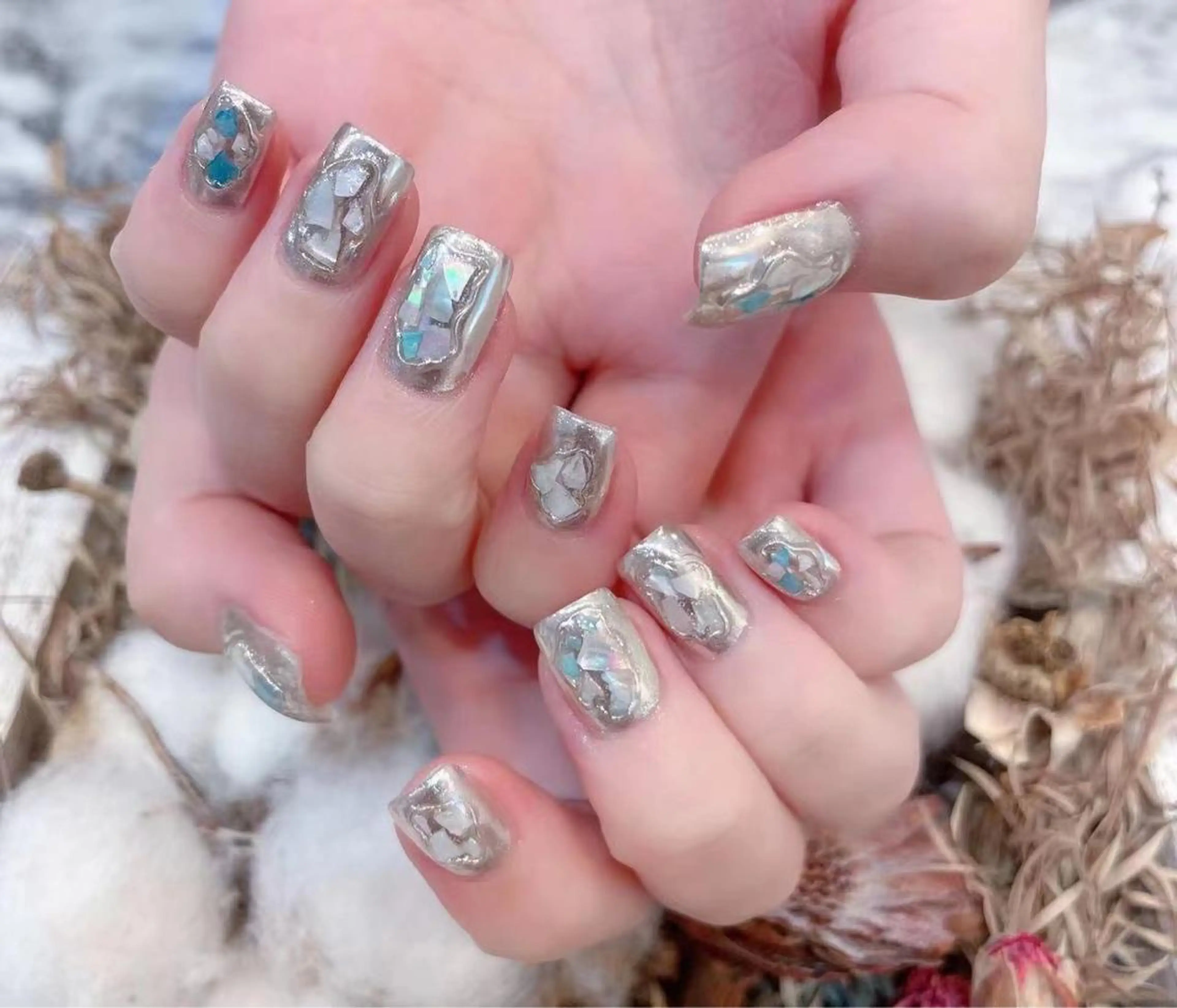 ネイル ミラーネイル シルバー Babarla Nailのネイルデザイン