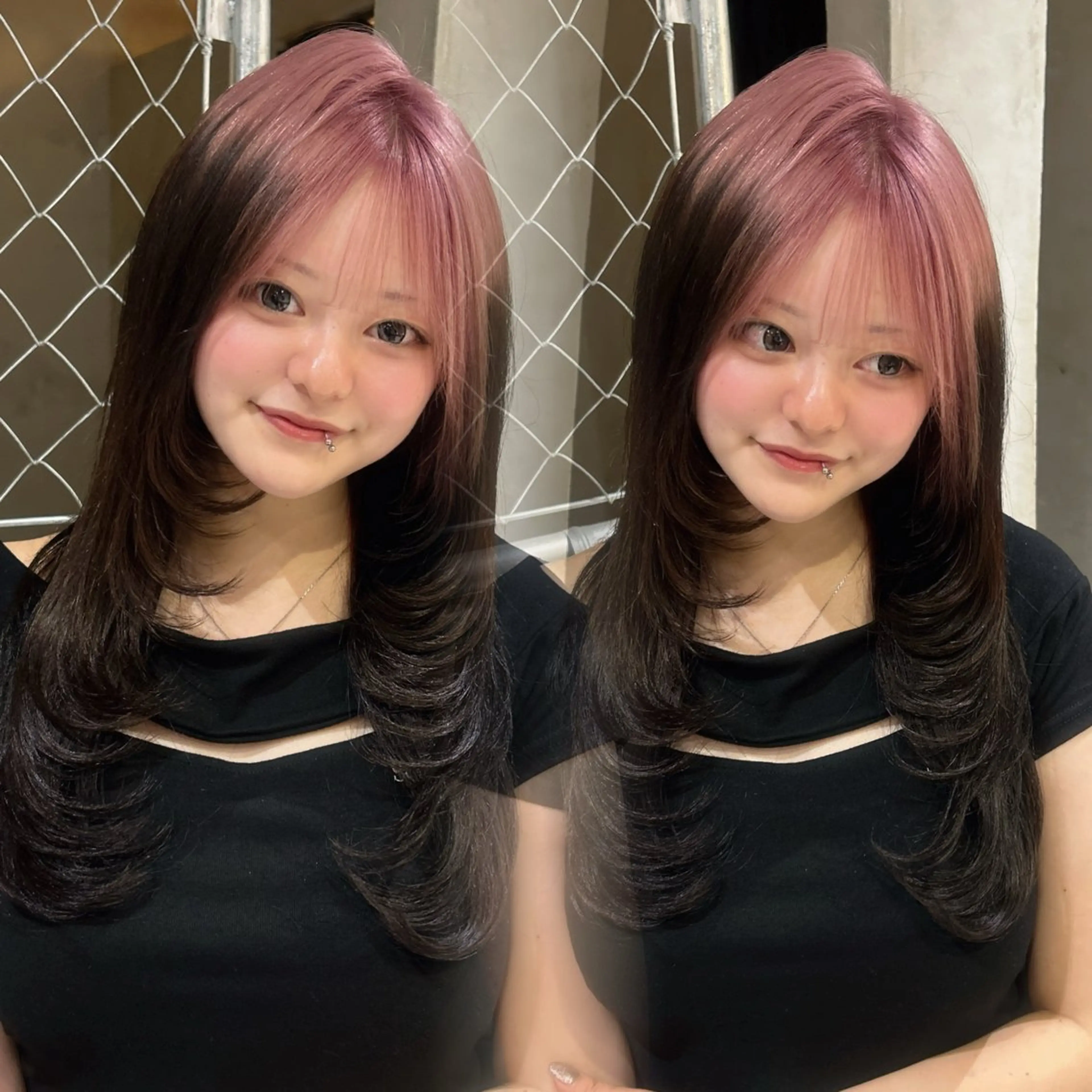 セミロング カラー カット ヘアカラー トリートメント ブリーチなしwカラー /韓国ヘア/きららのヘアスタイル
