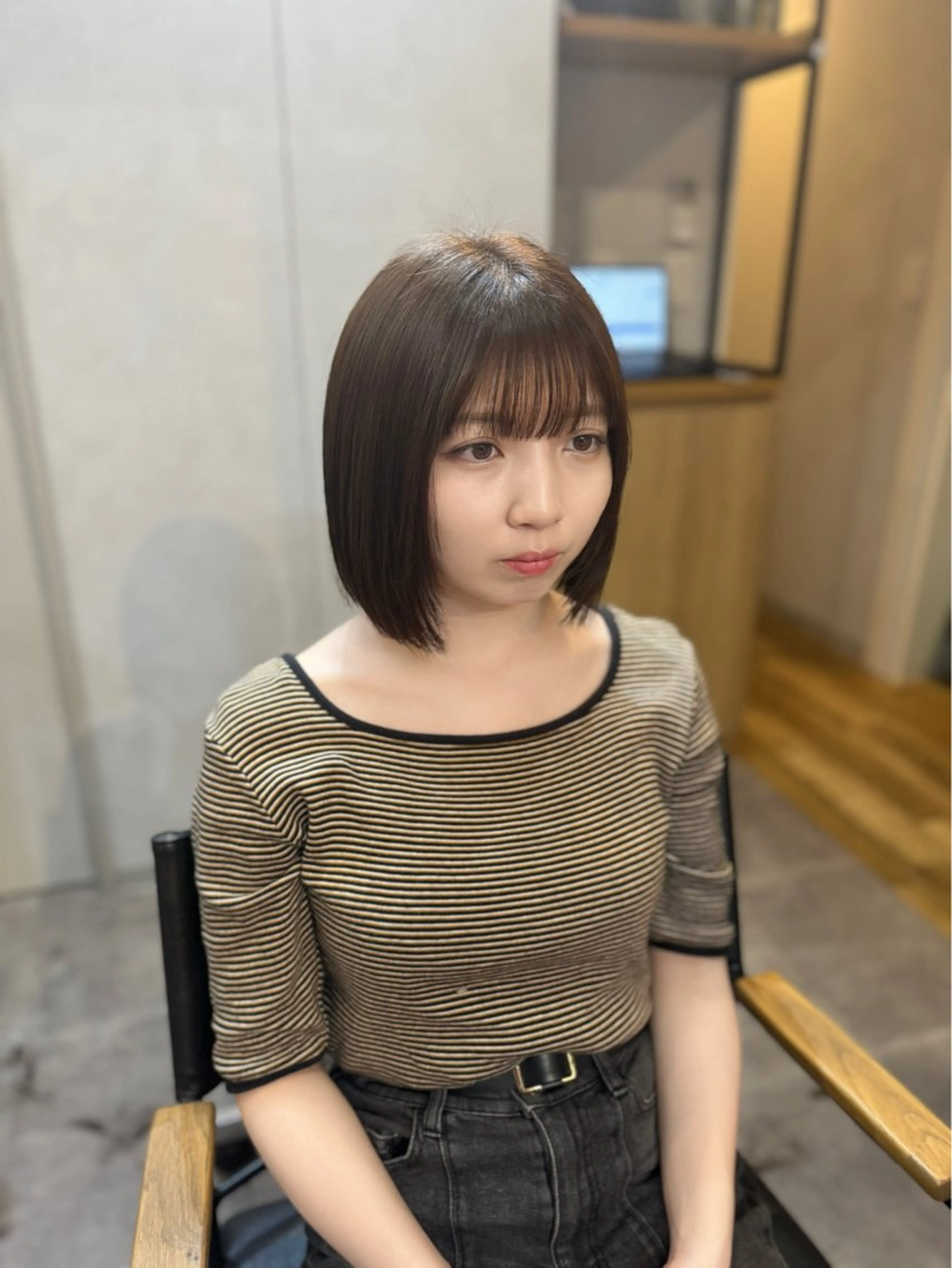 セミロング 髪質改善 似合わせカット 縮毛矯正 トリートメント 髪質改善/透明感 艶カラー/hiraiのヘアスタイル