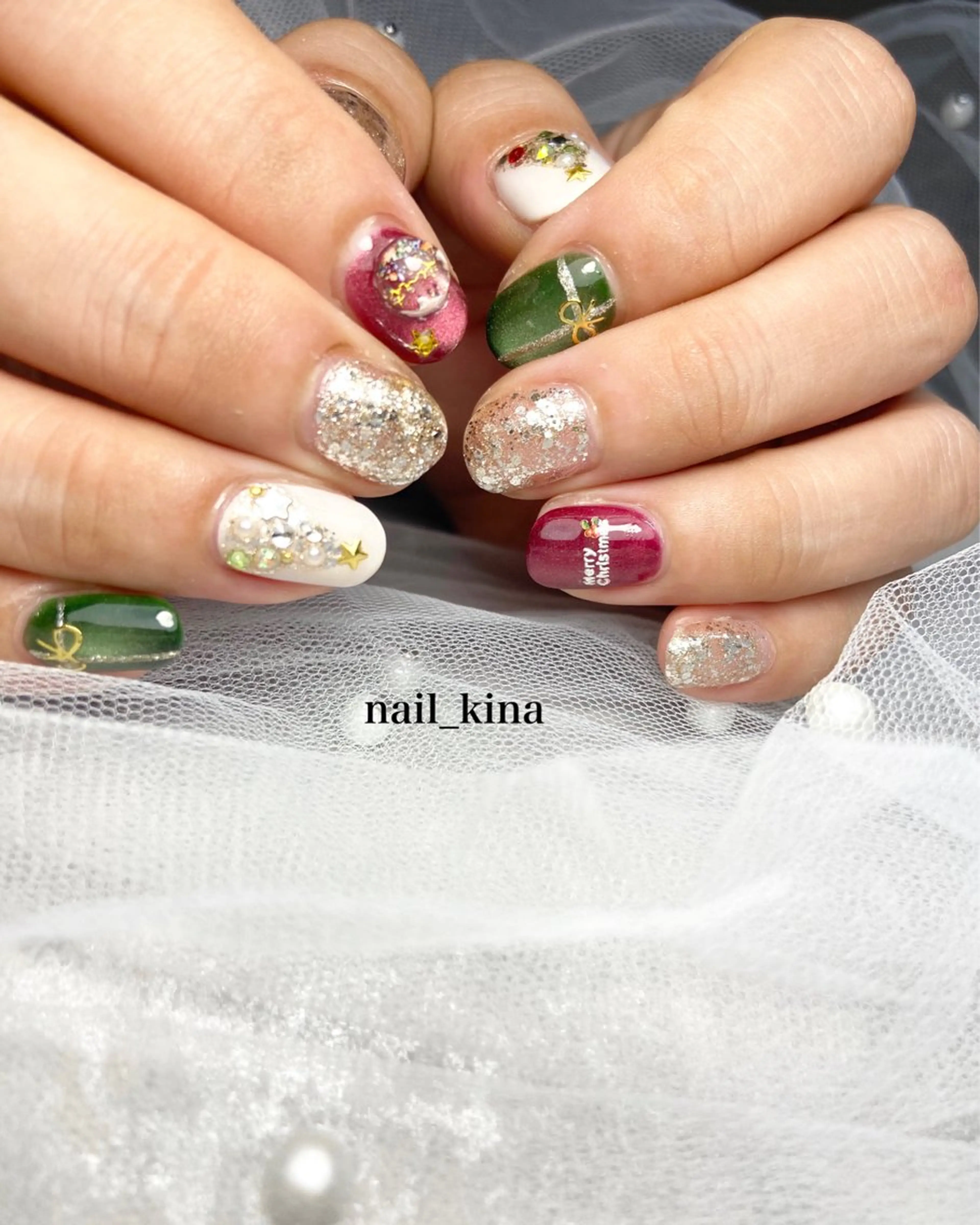 ネイル 冬ネイル クリスマス ハンドネイル nail_ kinaのネイルデザイン