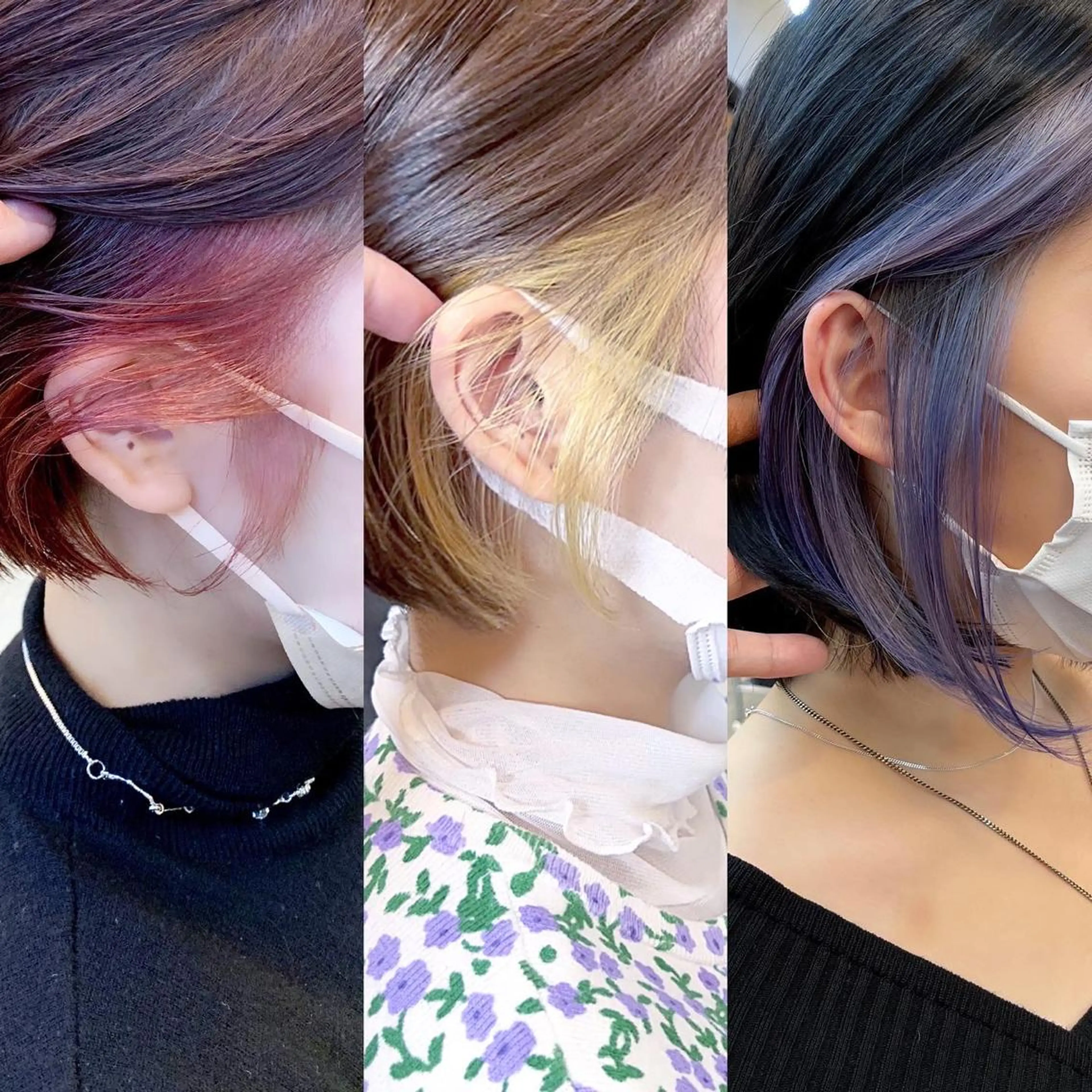 カラー 黒髪 ブルーカラー ブルーブラック インナーカラー カット ヘアカラー トリートメント 透明感×髪質改善🧸 韓国ヘア　武田涼のヘアスタイル