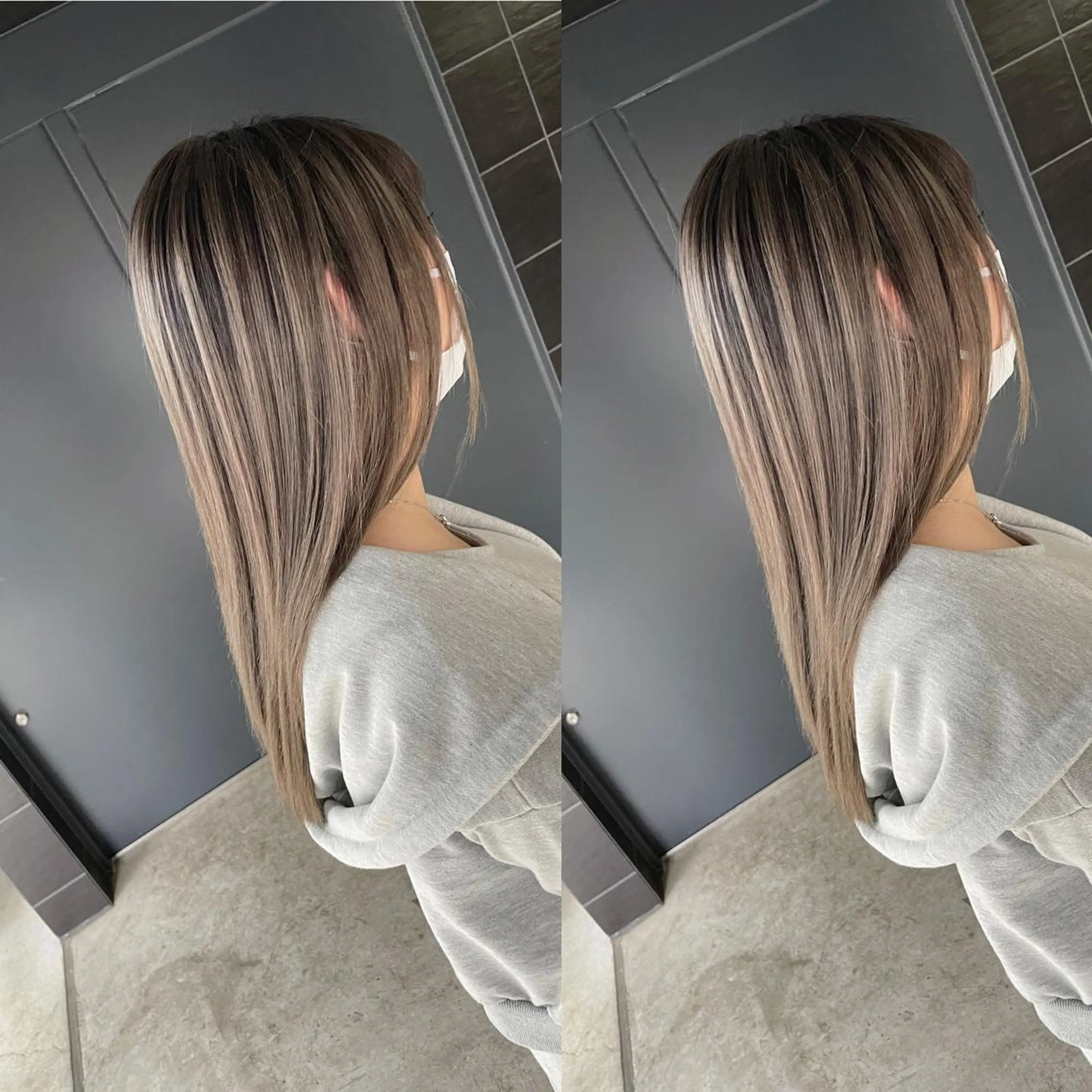 ミディアム カラー ヒカ/外国人風 デザインカラーのヘアスタイル