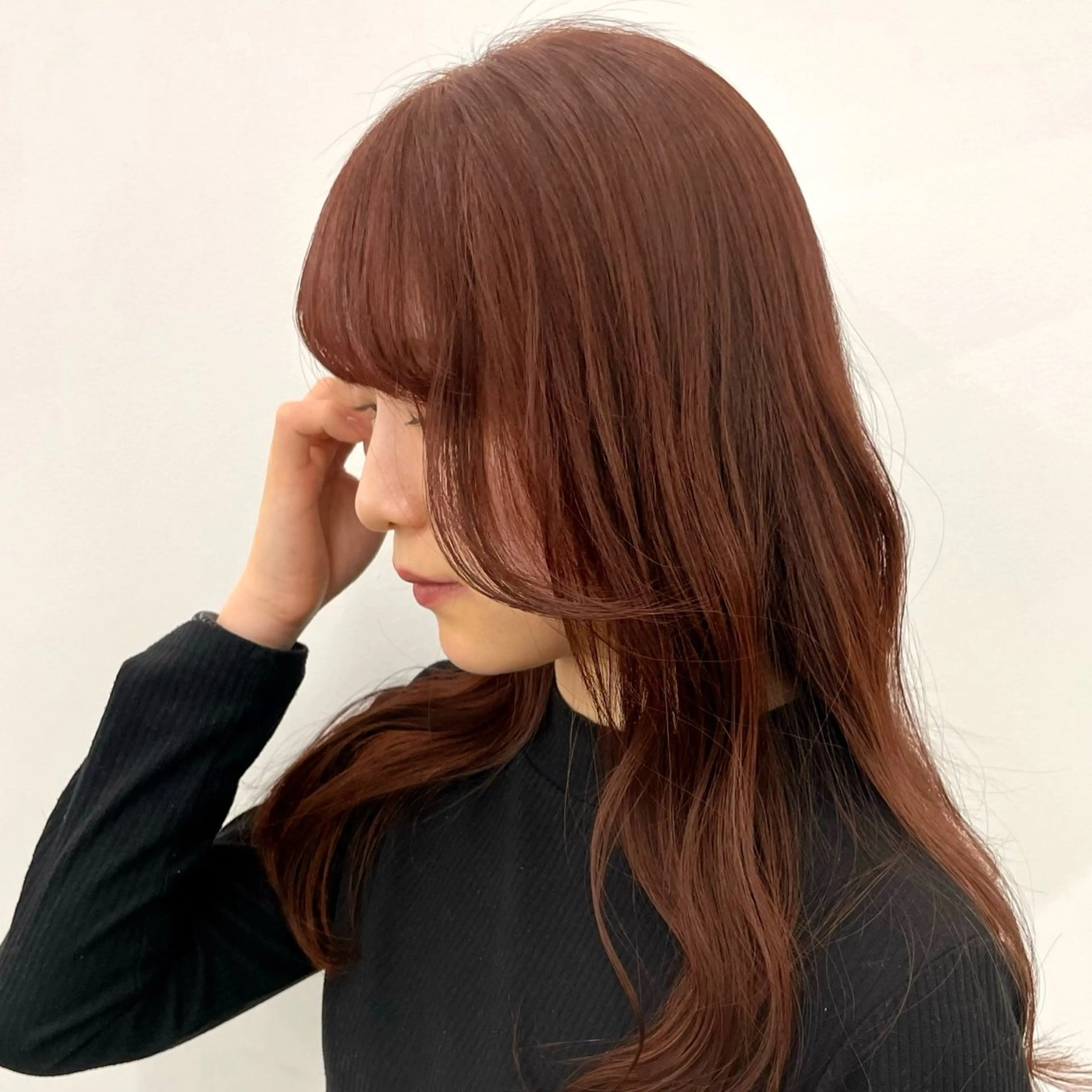 セミロング カラー ヘアアレンジ ブリーチ ブラウンカラー ブリーチなしカラー オレンジ オレンジブラウン ボブ/レイヤー/ 艶髪/HANA💗のヘアスタイル