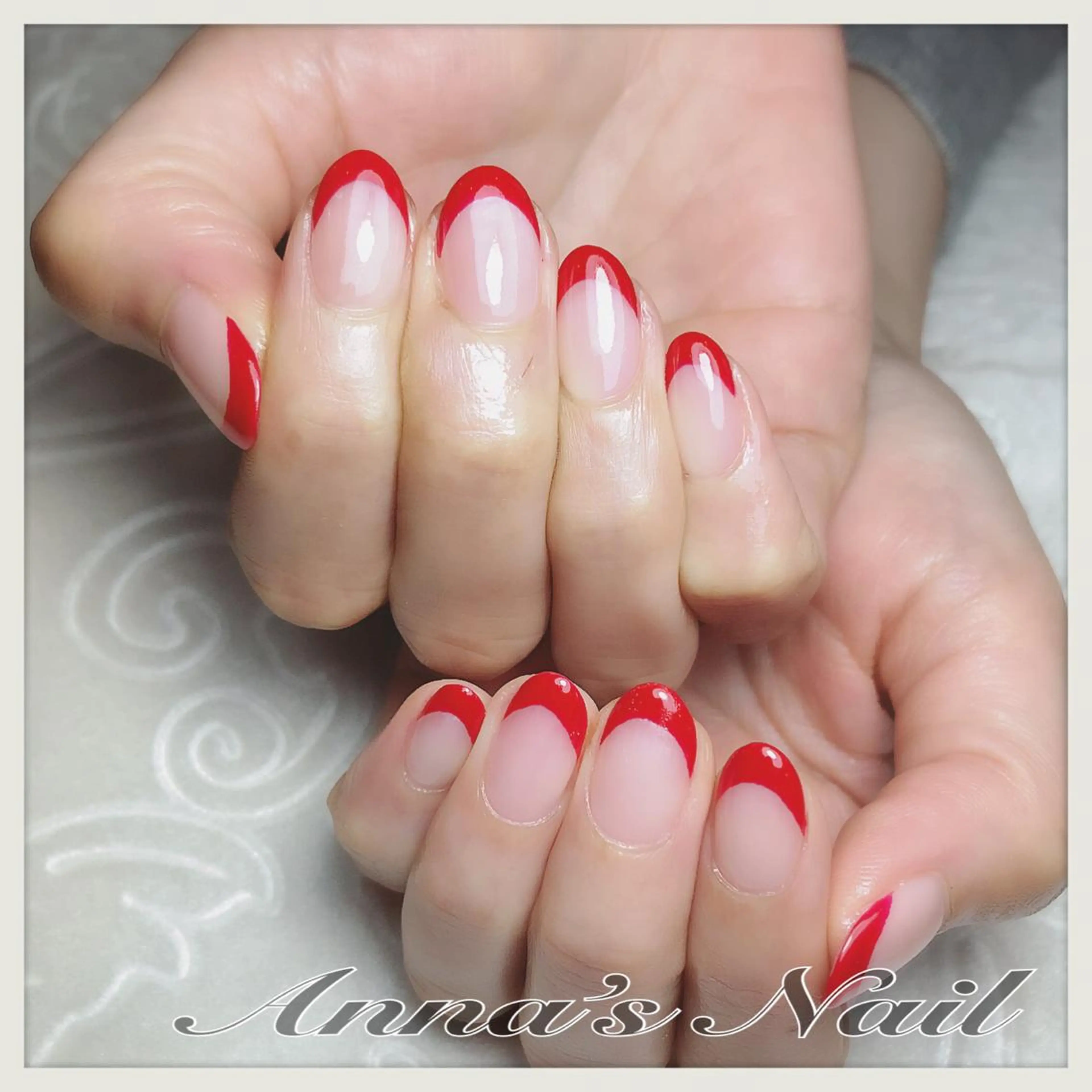 ネイル フレンチネイル 赤色 Anna’s Nail所属・清口 杏奈のネイルデザイン