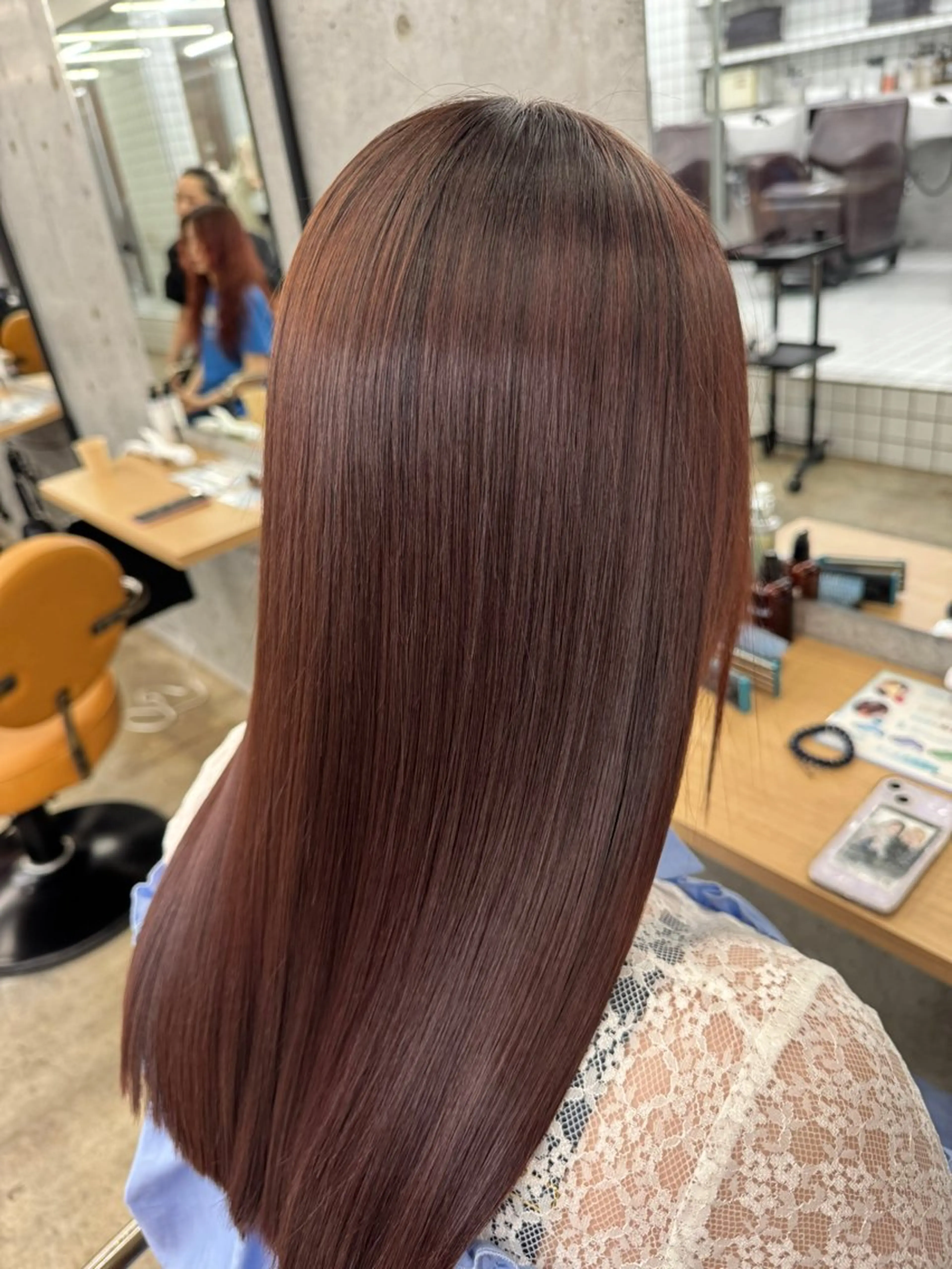 ロング 髪質改善 レイヤーカット 縮毛矯正 トリートメント カット ヘアカラー 縮毛矯正 トリートメント 髪質改善×縮毛矯正× 艶カラー　吉原和磨のヘアスタイル