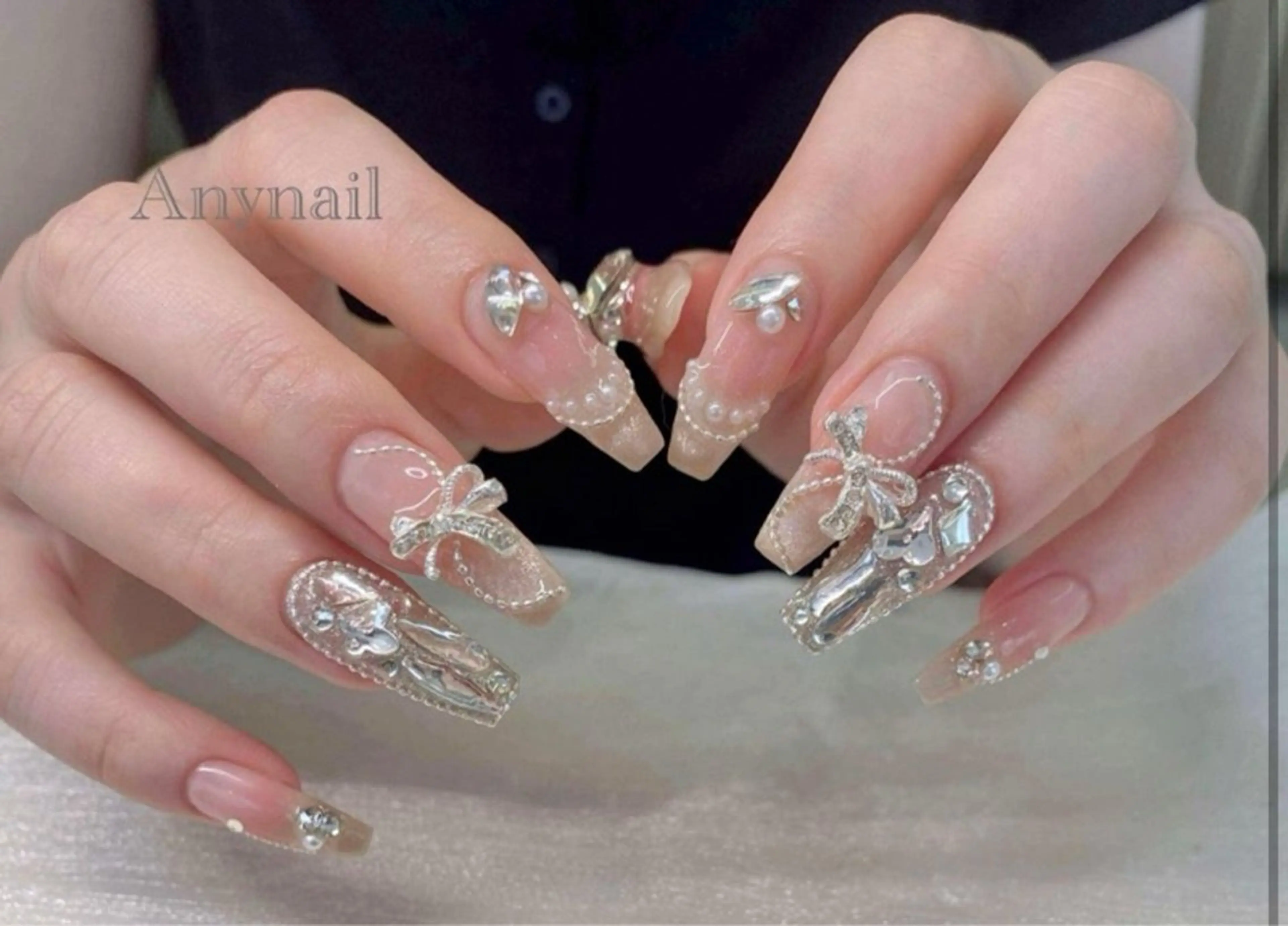 ネイル 長さ出し グラデーション キラキラネイル マグネットネイル ニュアンスネイル ハンドネイル Lee Nails チップ長さだし専門店のネイルデザイン