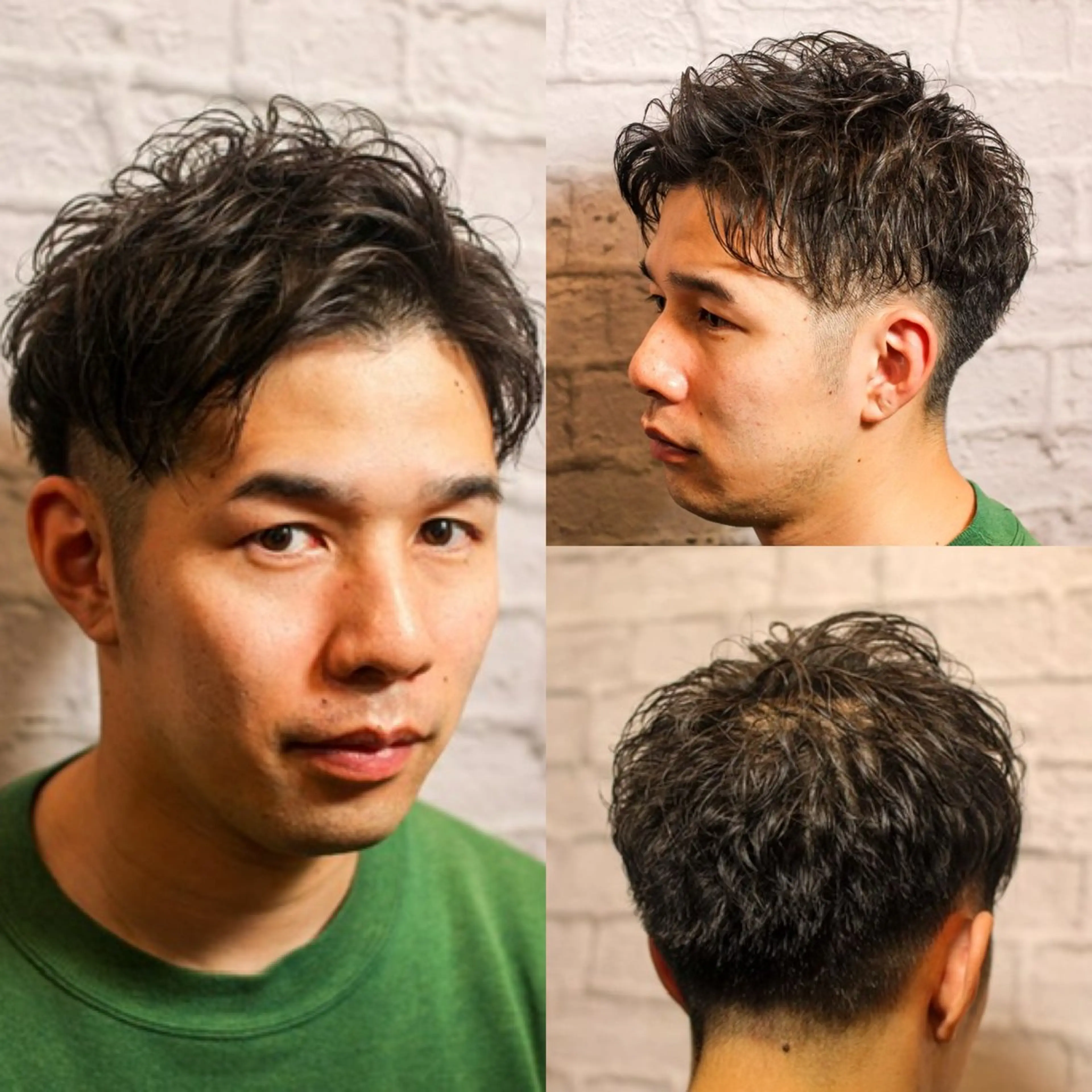ショート カラー パーマ メンズ ビジネス フェードカット メンズパーマ スパイキーショート 波巻きパーマ 💈メンズパーマ 💈/小野田悠希のヘアスタイル