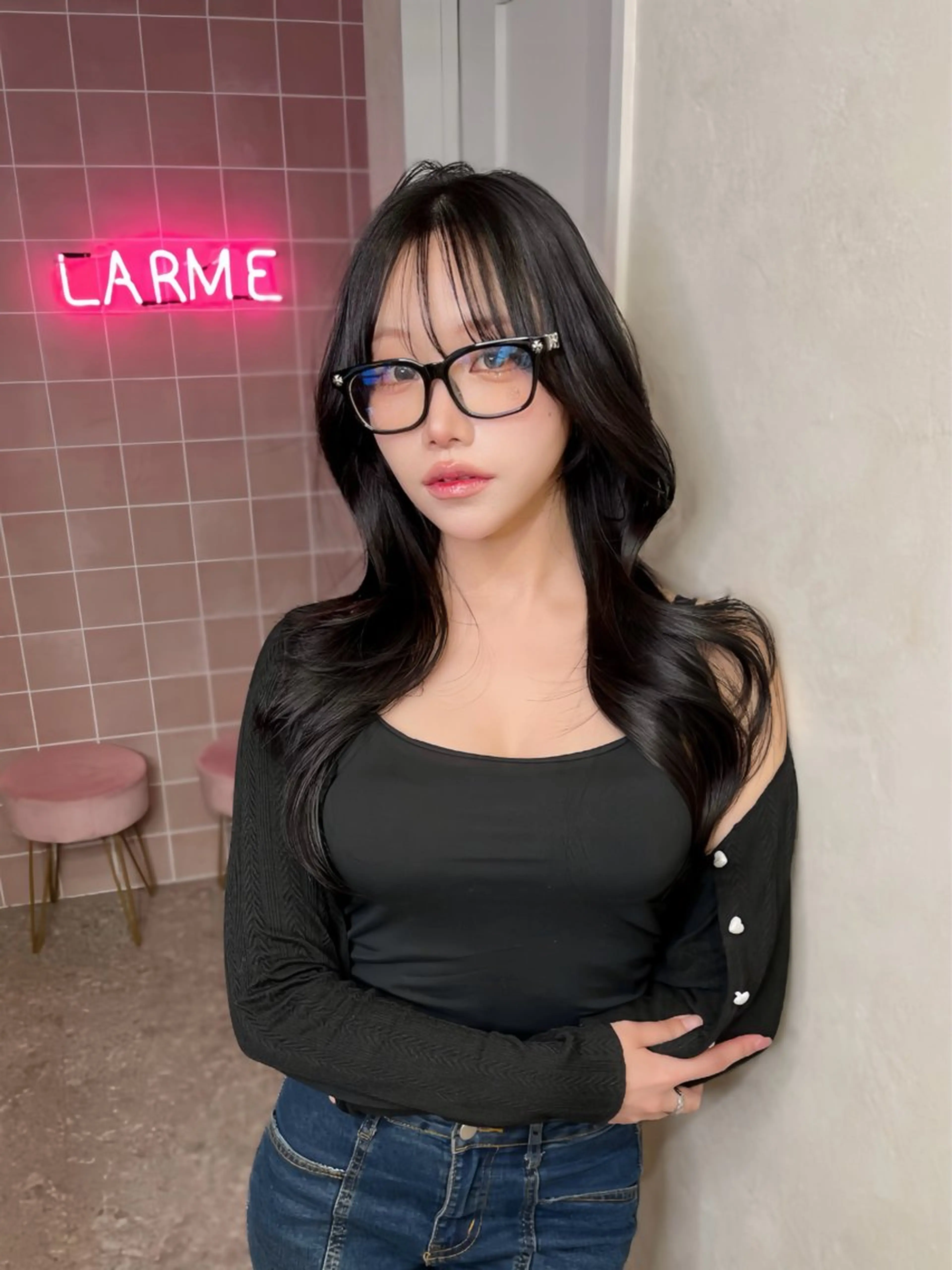 ロング カラー カット ヘアカラー トリートメント 韓国ハッシュカット/ 新宿/髪質改善/岡崎のヘアスタイル