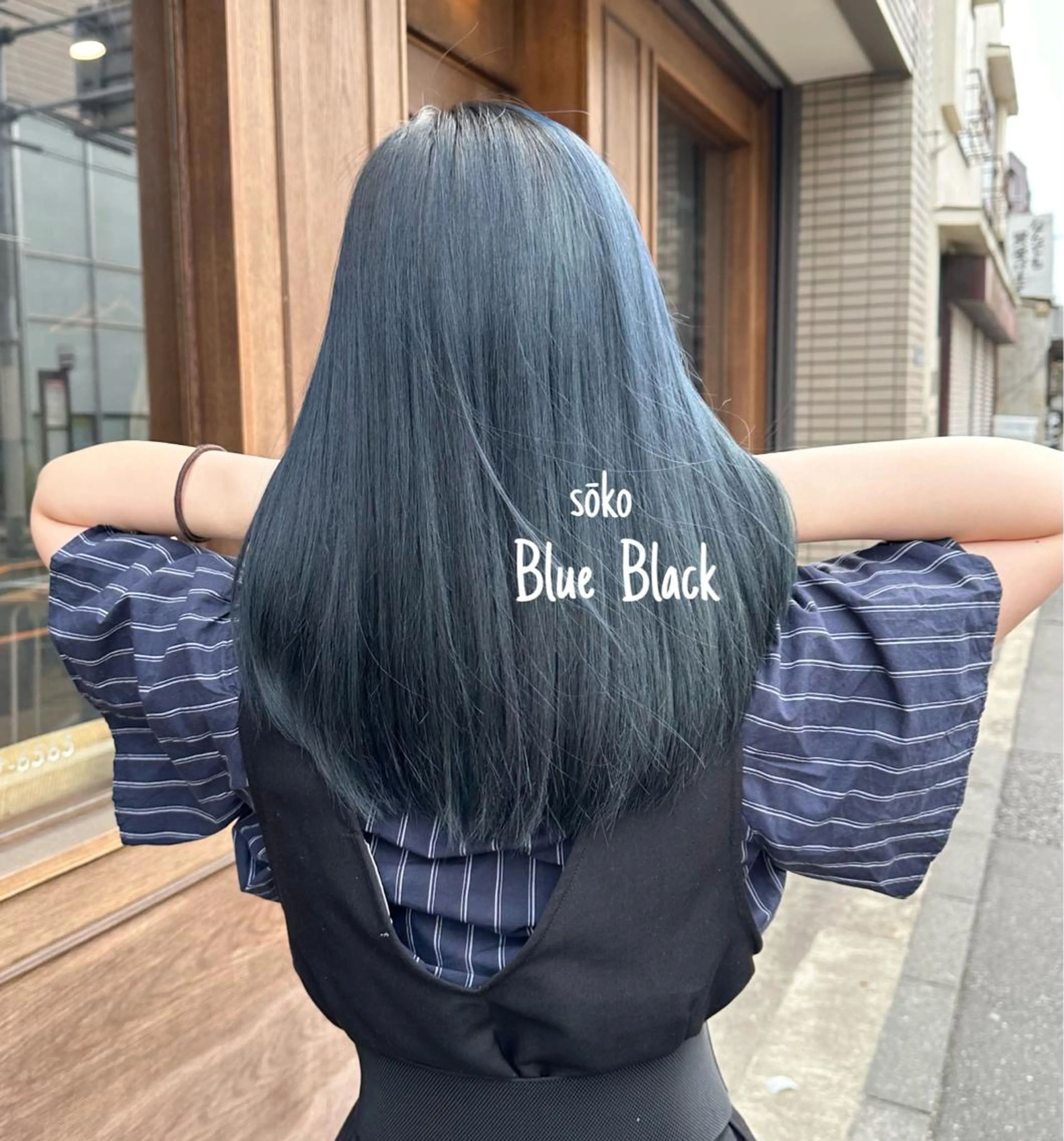 ショート カラー パーマ ヘアアレンジ 黒髪 ブリーチ ブルーカラー ブルーブラック 透明感カラー カット ヘアカラー トリートメント sōko   Hair&Nail Salon所属・透明感カラー 🌛 mayuのヘアスタイル