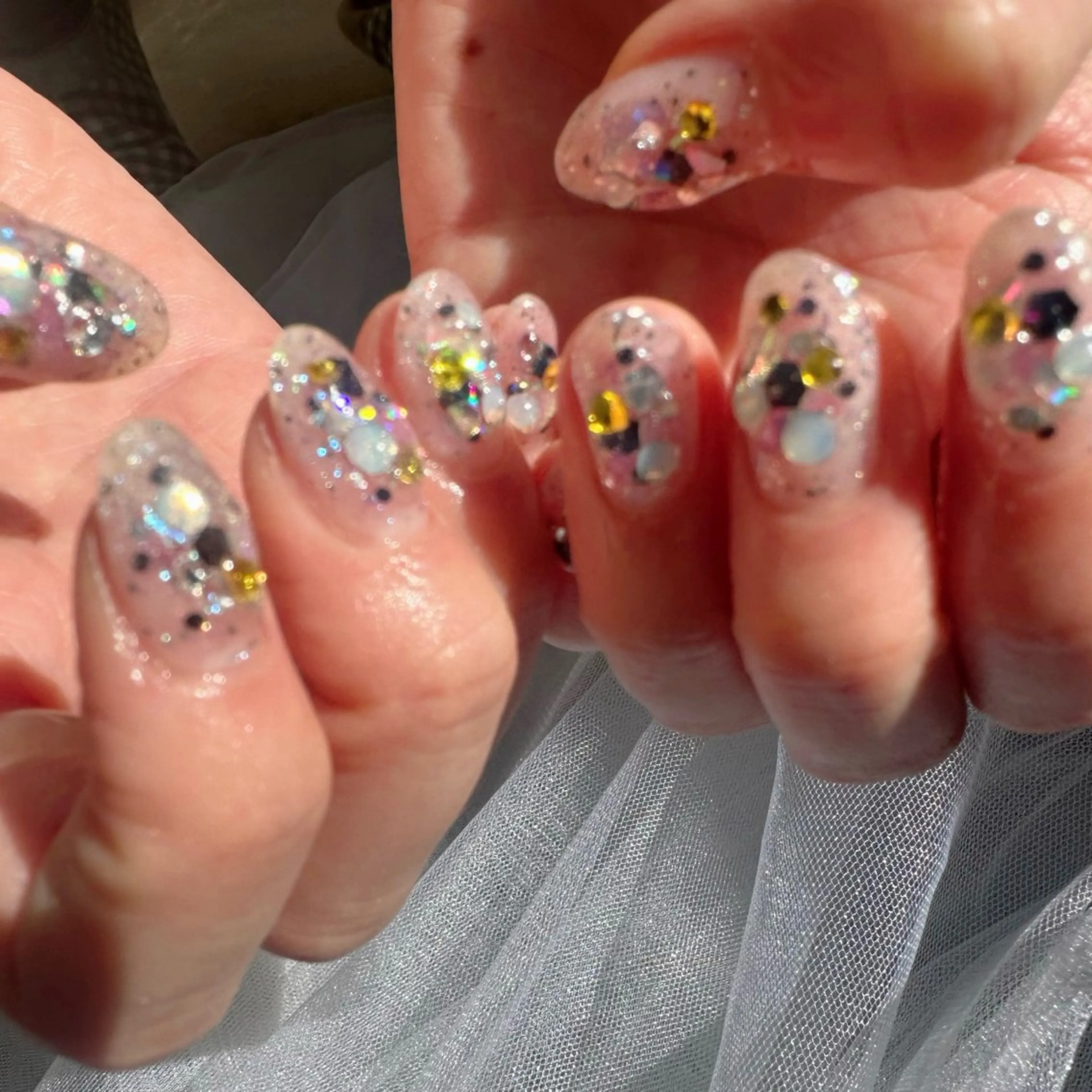 ネイル 氷ネイル・うるうるネイル キラキラネイル 韓国ネイル ラメ(グリッター) ニュアンスネイル 🪞KAPE NAIL 🪞のネイルデザイン