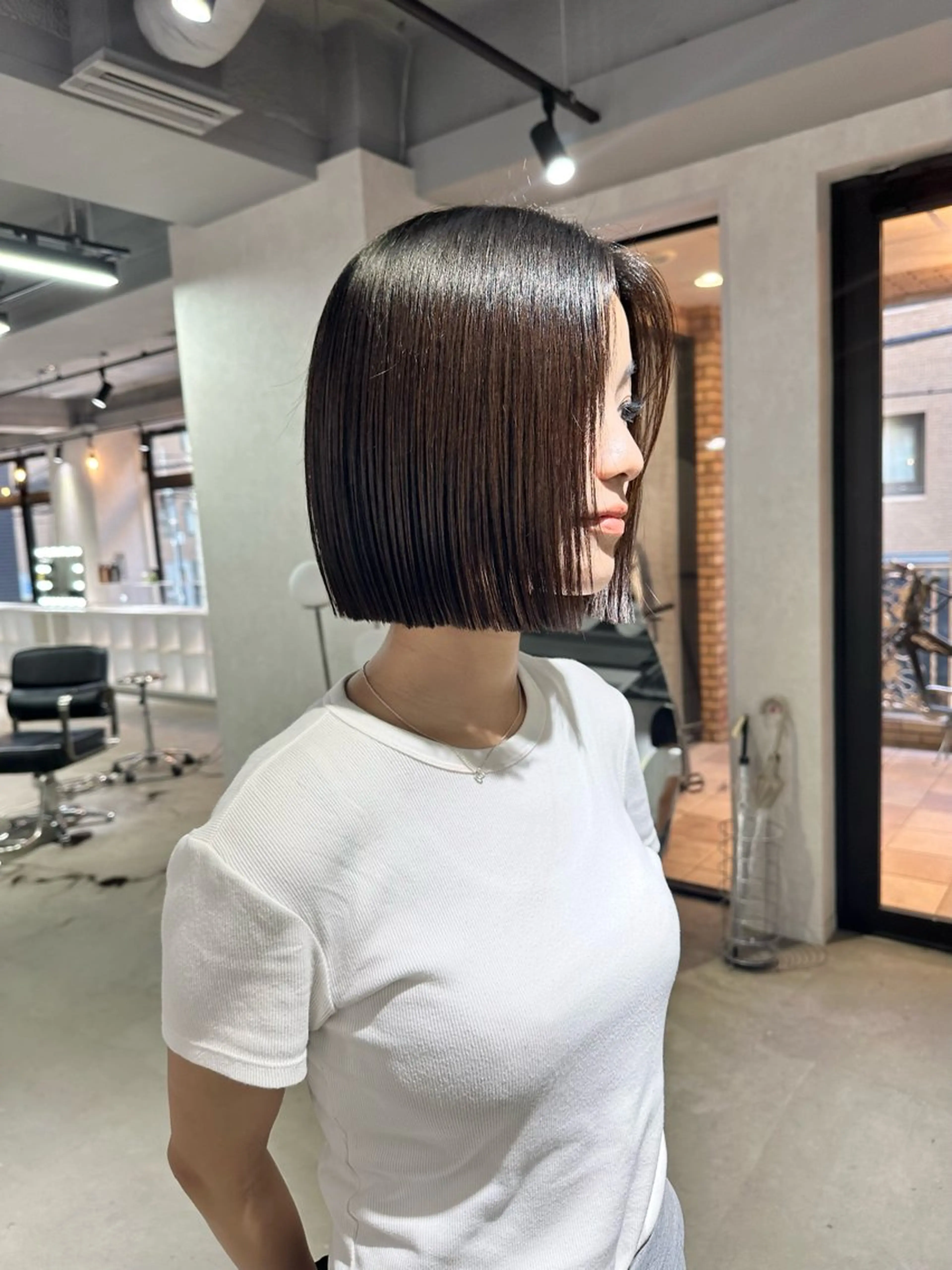 ショート ケアカラー ボブ 髪質改善 韓国風ヘア レイヤーカット カット ヘアカラー トリートメント 艶髪カラー/レイヤ ー支持No.1renのヘアスタイル