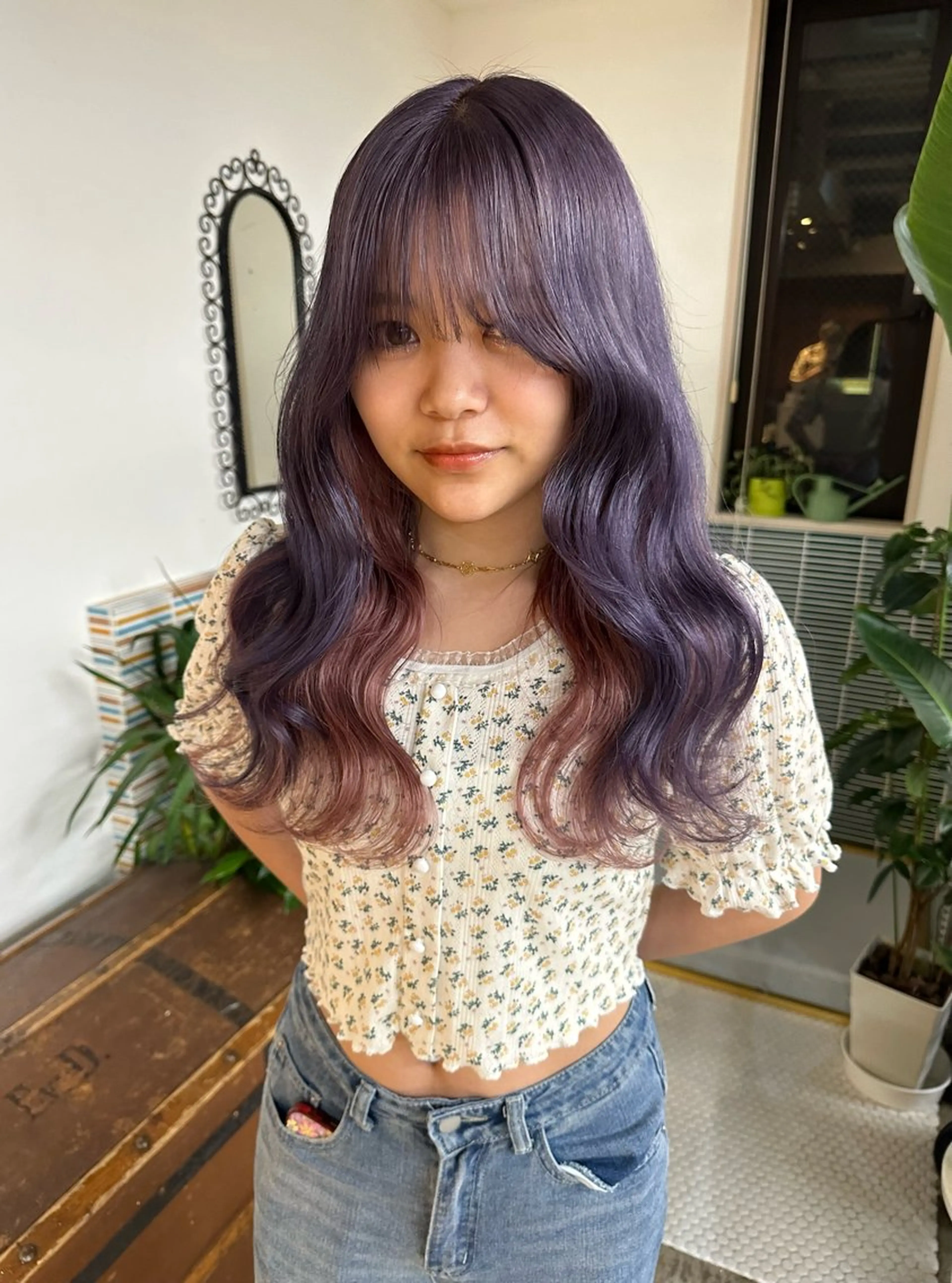ロング カラー ラベンダーカラー ピンクカラー ブリーチ透明感 mikaのヘアスタイル