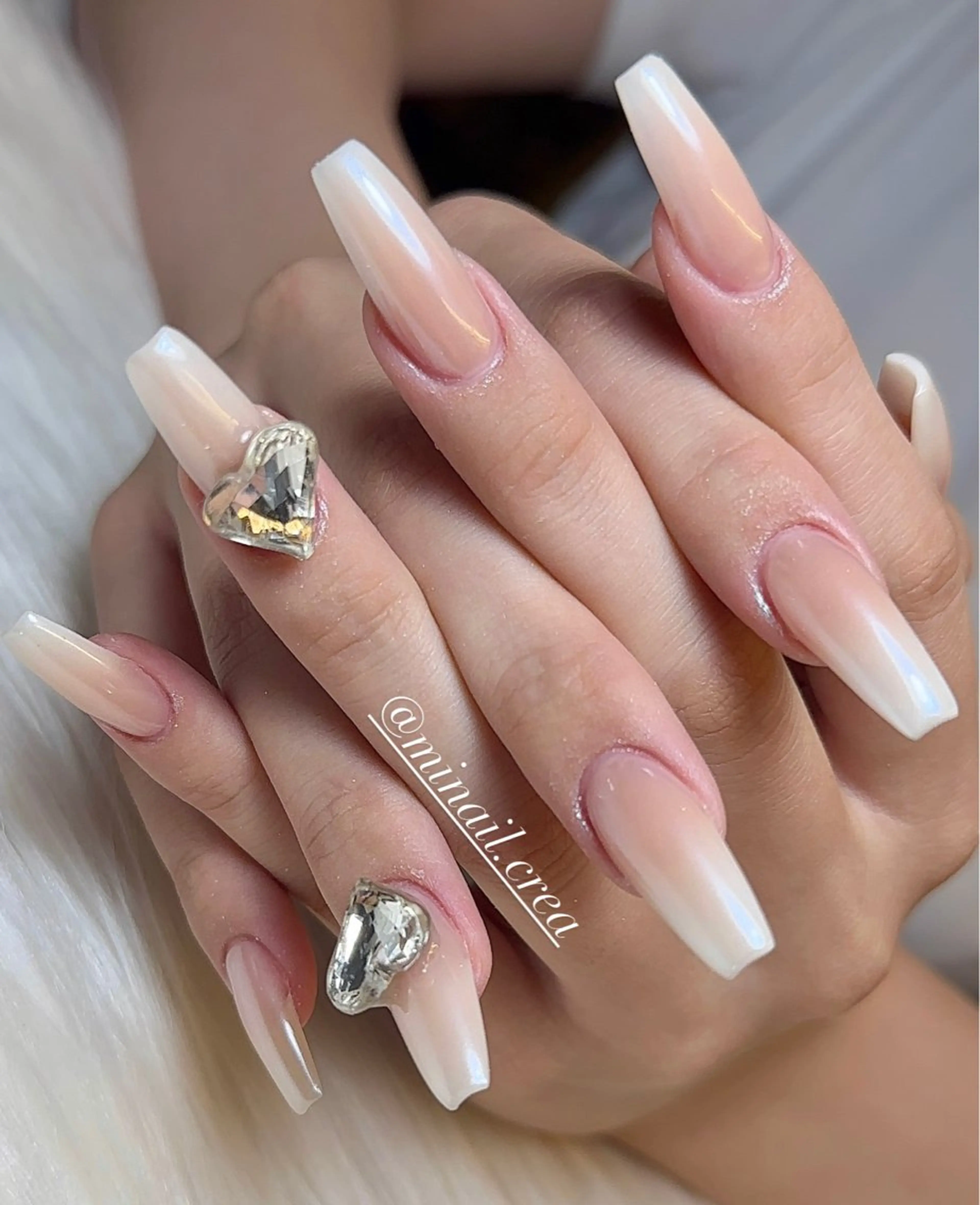 ネイル キラキラネイル ロングネイル ミラーネイル スカルプネイル シンプルネイル ハンドネイル CRéA　-private nailsalon-所属・CReA nailのネイルデザイン