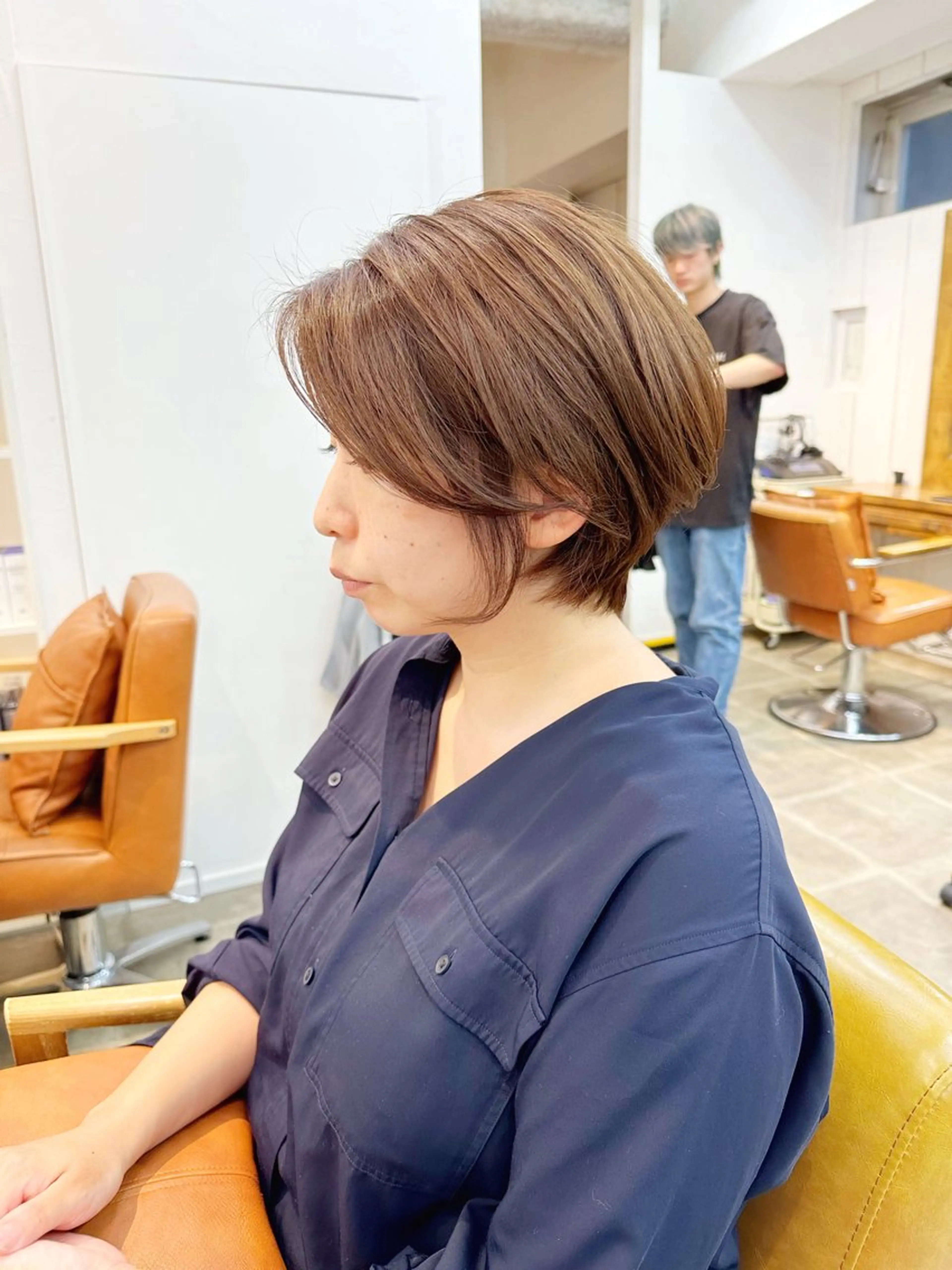 ショート カラー ショートボブ ボブ 天使の羽バング・フェザーバング ショートヘア サイドバング カット ヘアカラー トリートメント newline銀座所属・銀座ショート/ 大人ショート/金子涼のヘアスタイル