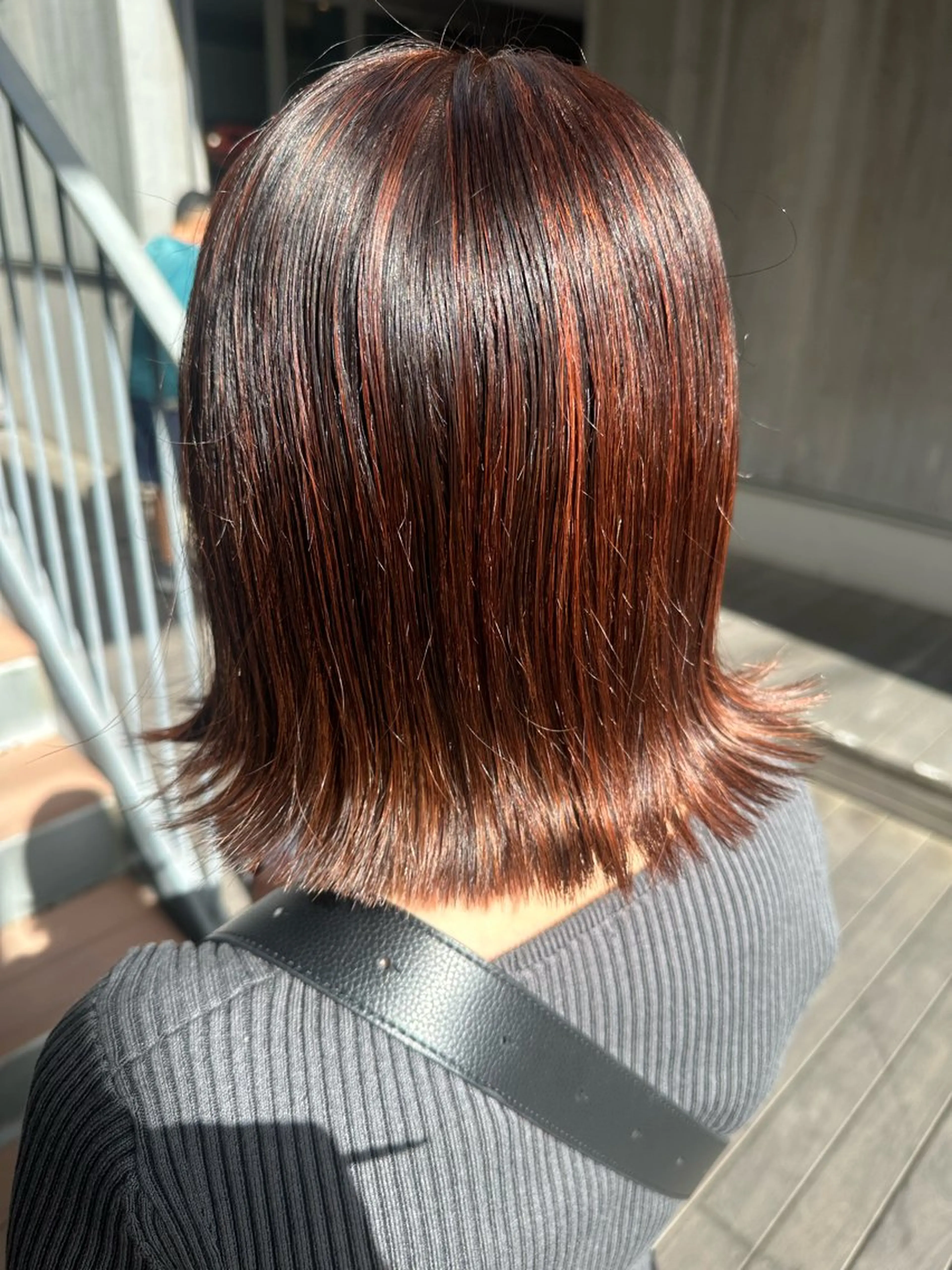 ショート カラー ハイライトカラー オレンジ ハイライト カット ヘアカラー ハイトーン/艶カラー /透明感カラー/みなのヘアスタイル