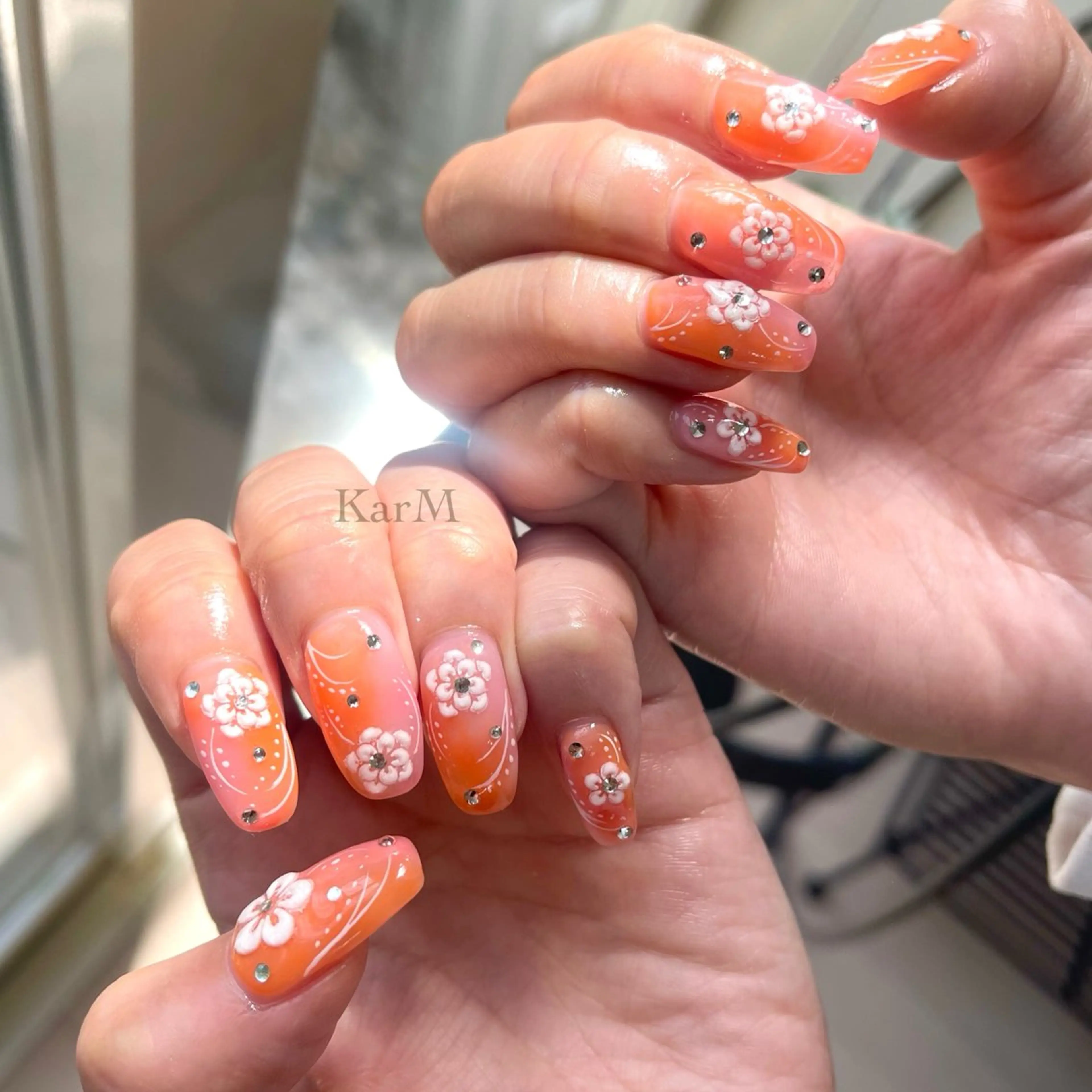 ネイル オーロラネイル チークネイル フラッシュネイル フレンチネイル グラデーション ハンドネイル ogino karinのネイルデザイン