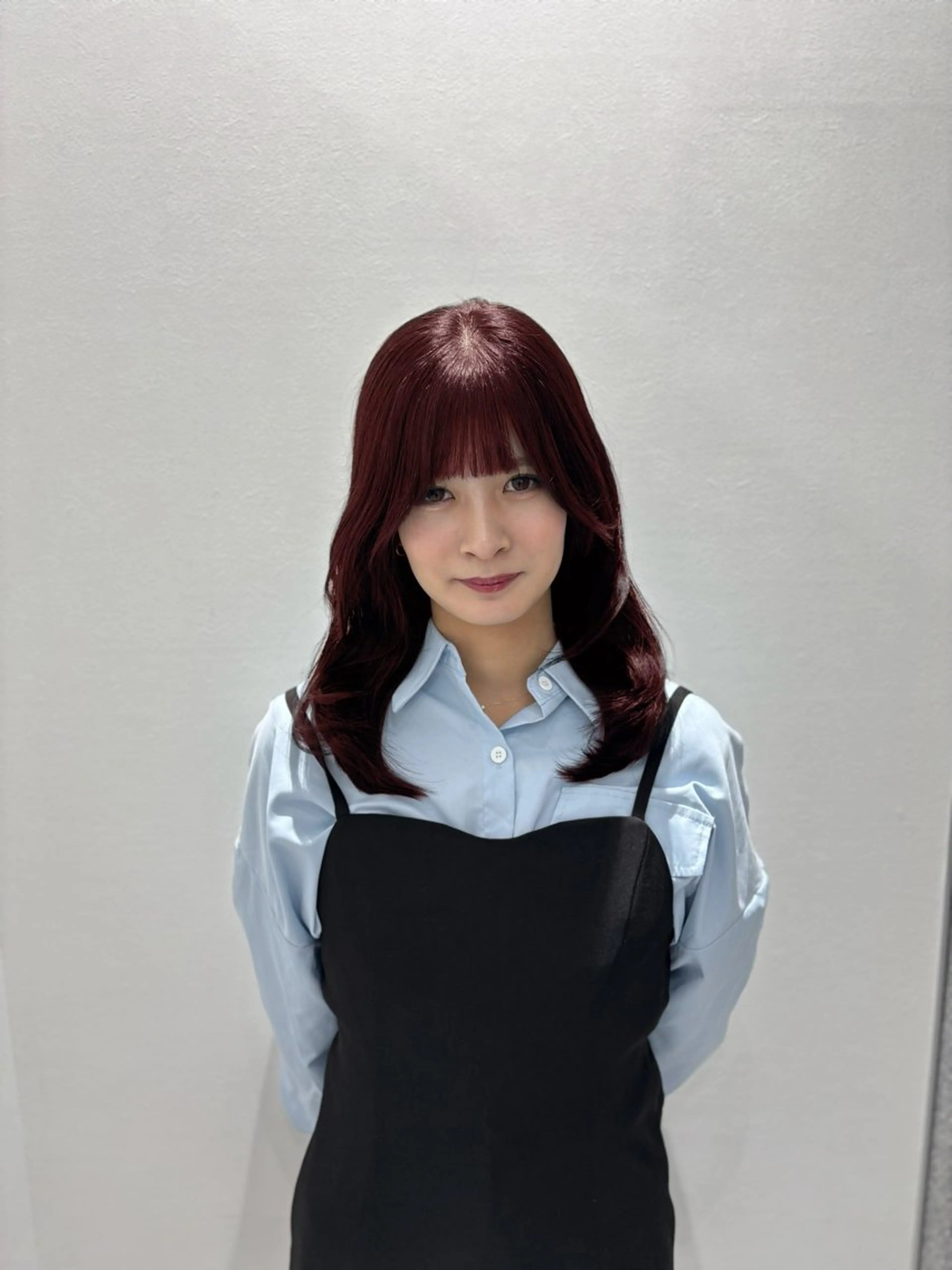 ロング カラー ヘアアレンジ 黒髪 ブリーチ ボルドーカラー ケアカラー 透明感カラー ヘアカラー トリートメント ヘッドスパ ヘアセット ブリーチなし暖色🥀 レイヤーカットひのきのヘアスタイル