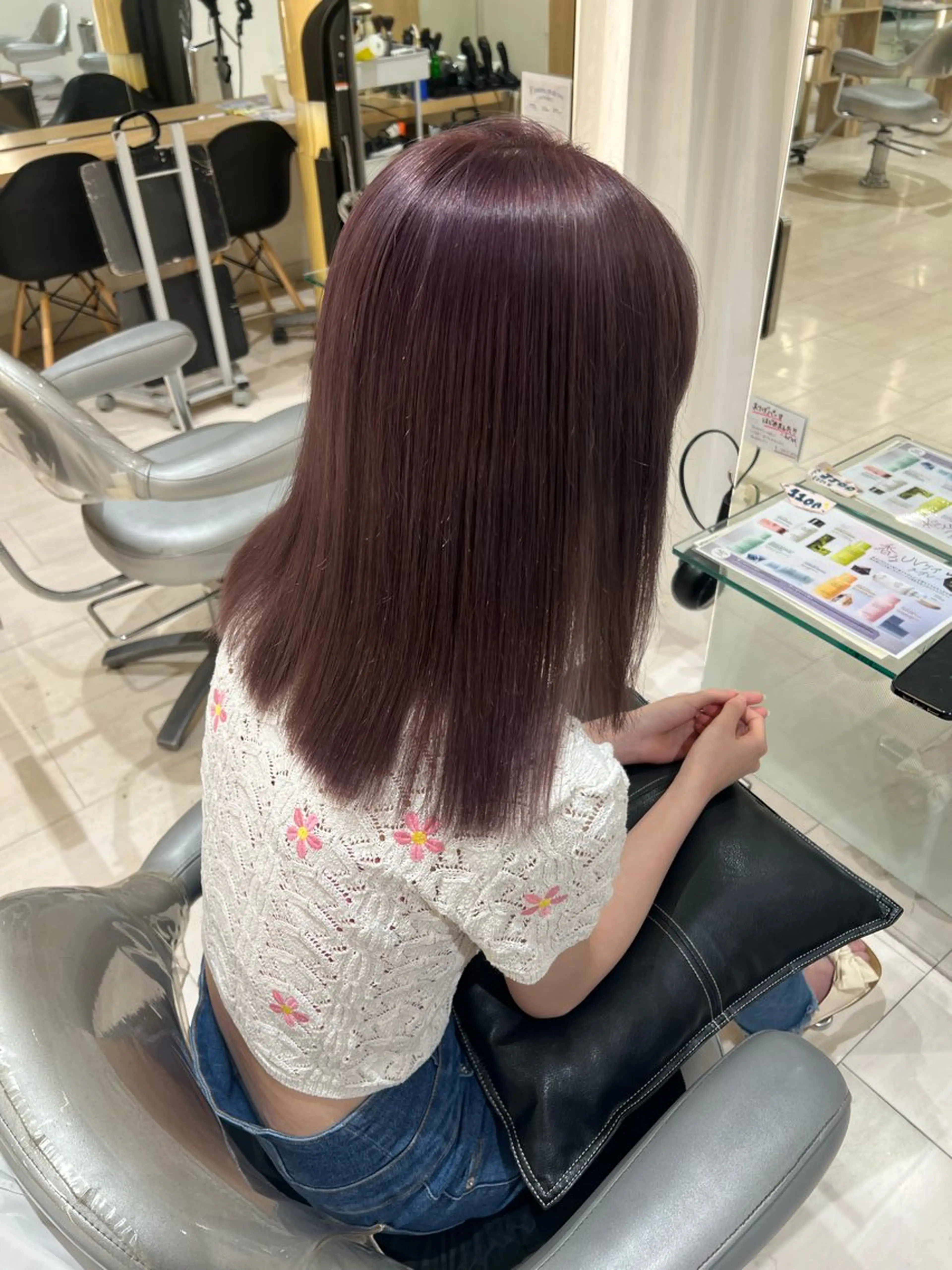 セミロング カラー ブリーチ グレージュ ラベンダーカラー ラベンダーグレージュ ラベンダーグレー 美髪矯正/髪質改善/ 艶髪🤍伊藤梨紗のヘアスタイル