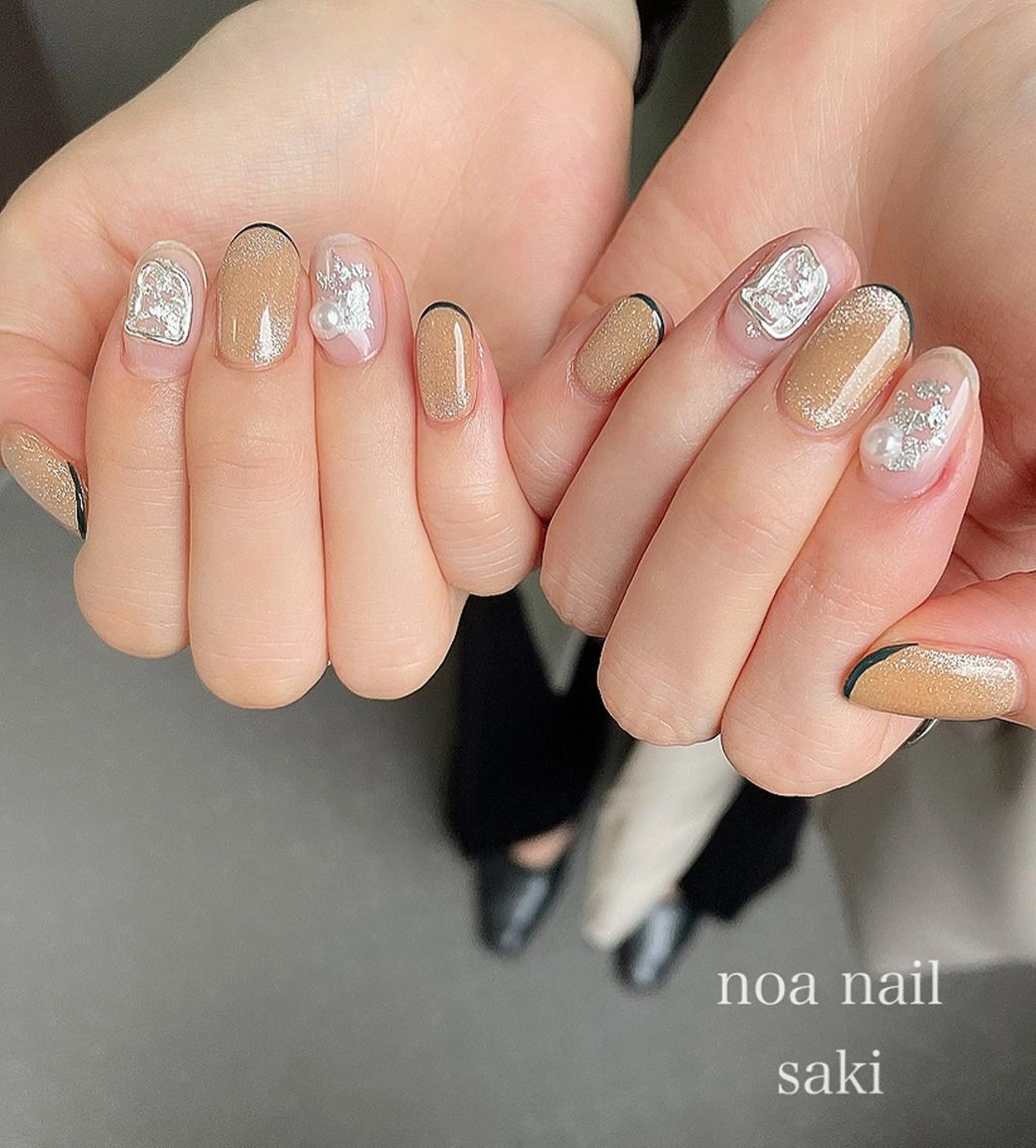 ネイル アートネイル オーロラネイル ジェルネイル 氷ネイル・うるうるネイル 韓国ネイル nailsalon noa所属・nailist sakiのネイルデザイン