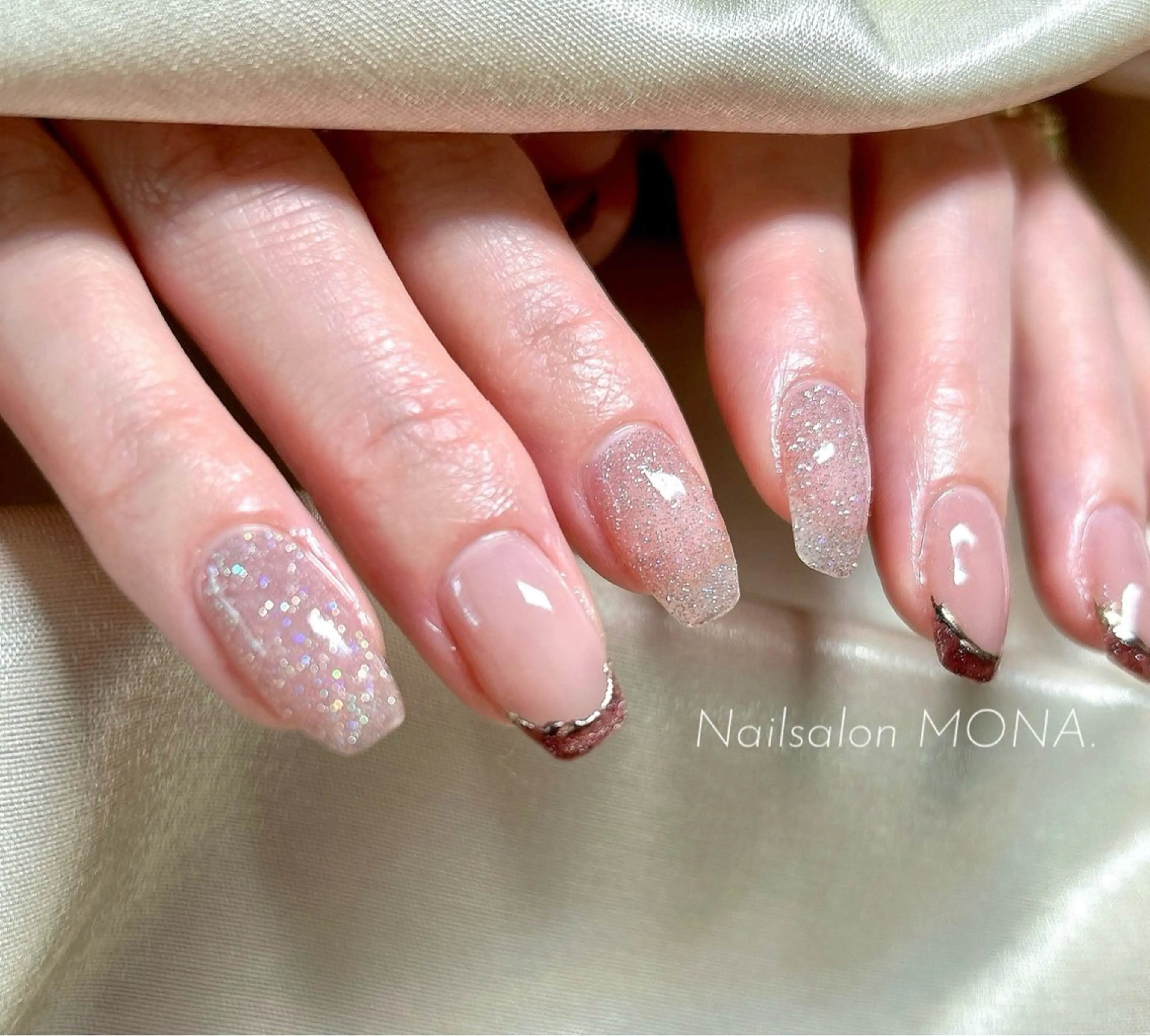 ネイル フラッシュネイル フレンチネイル ジェルネイル Nailsalon MONA.のネイルデザイン