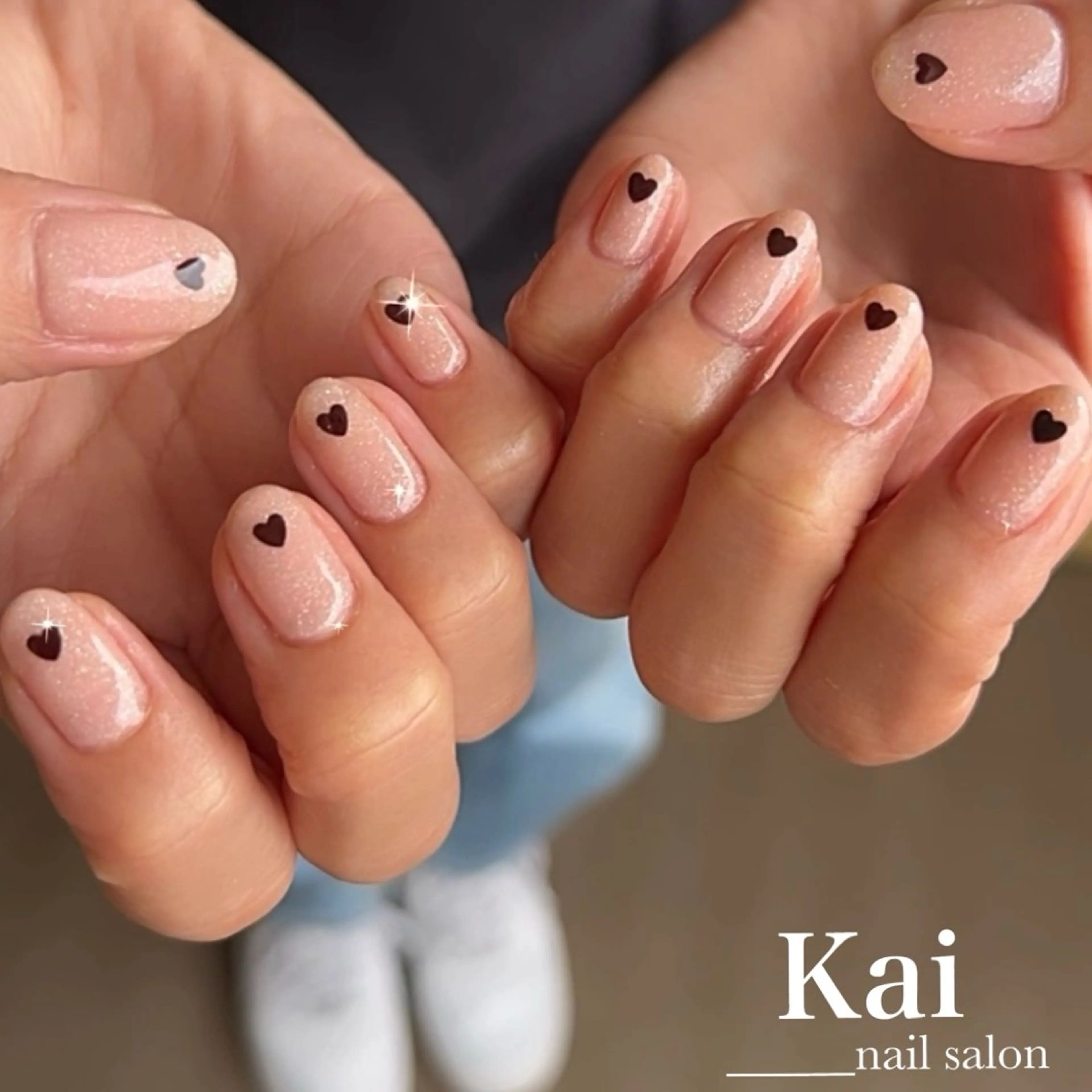 ネイル アートネイル ハート 韓国ネイル ラメ(グリッター) マグネットネイル ハンドネイル Kai  nail Mayukoのネイルデザイン
