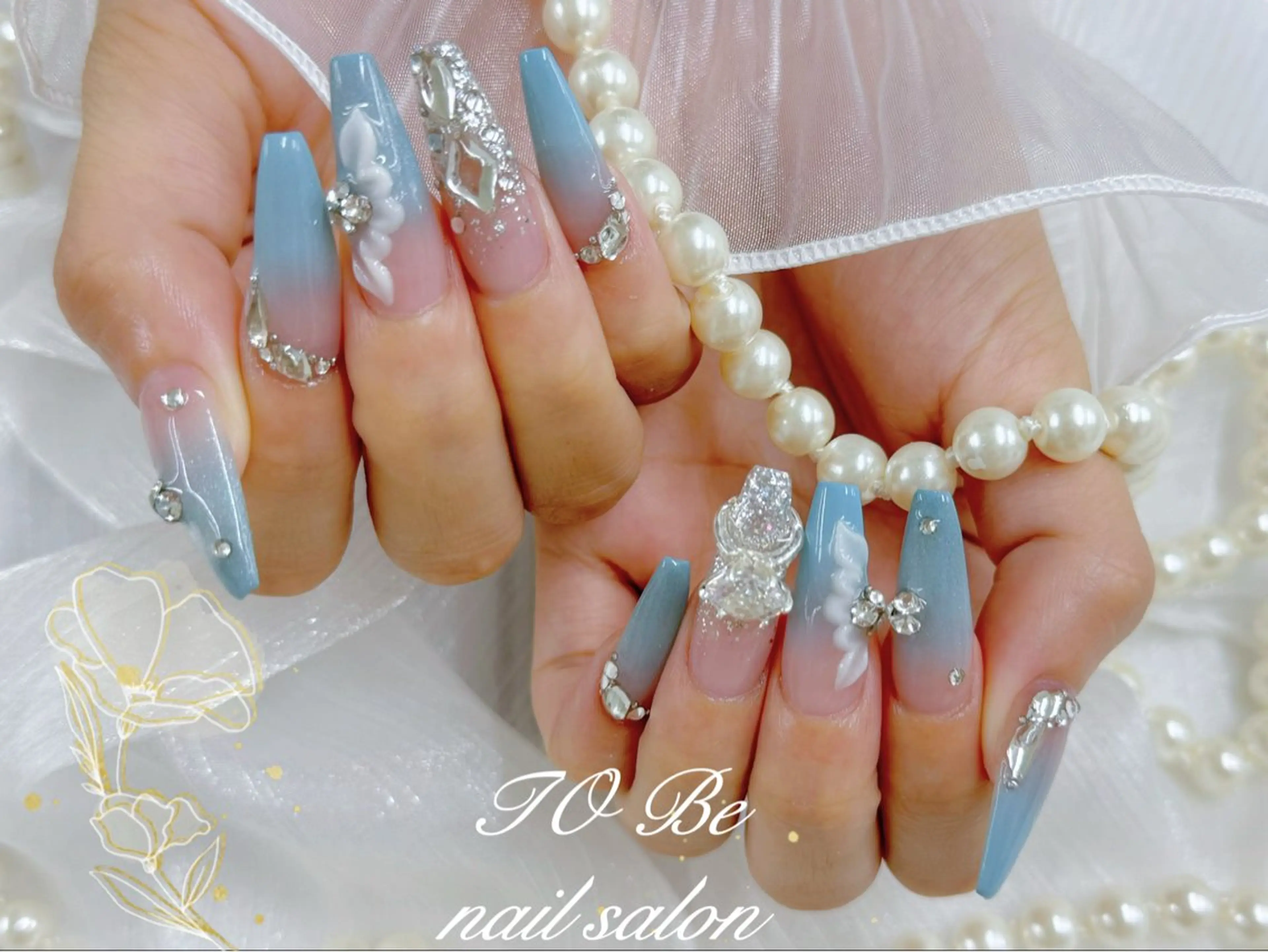 ロング ハンドネイル Nail Salon To Be珈月のネイルデザイン