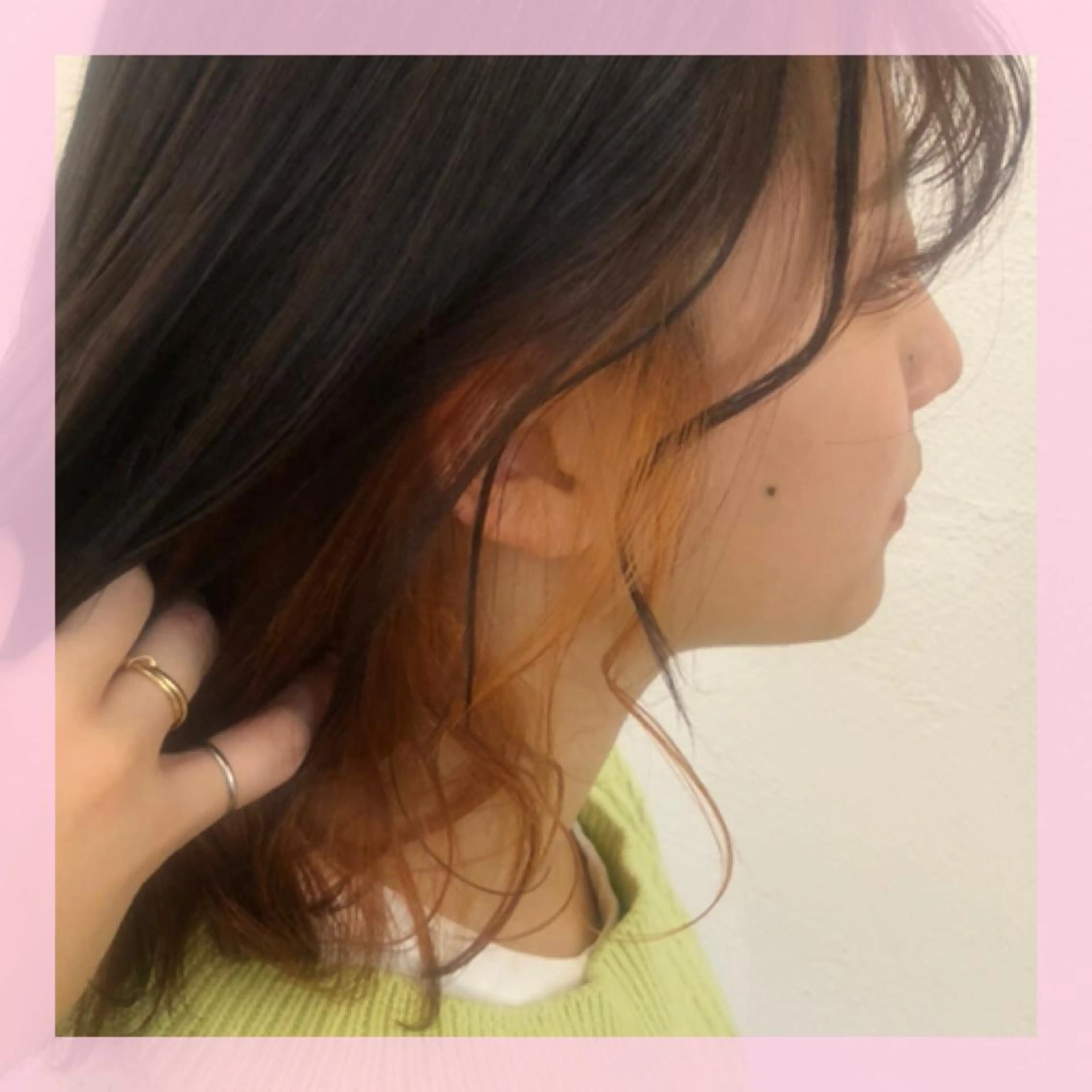 ミディアム カラー インナーカラー オレンジ カット ヘアカラー plum.所属・🍒前川 🍒のヘアスタイル