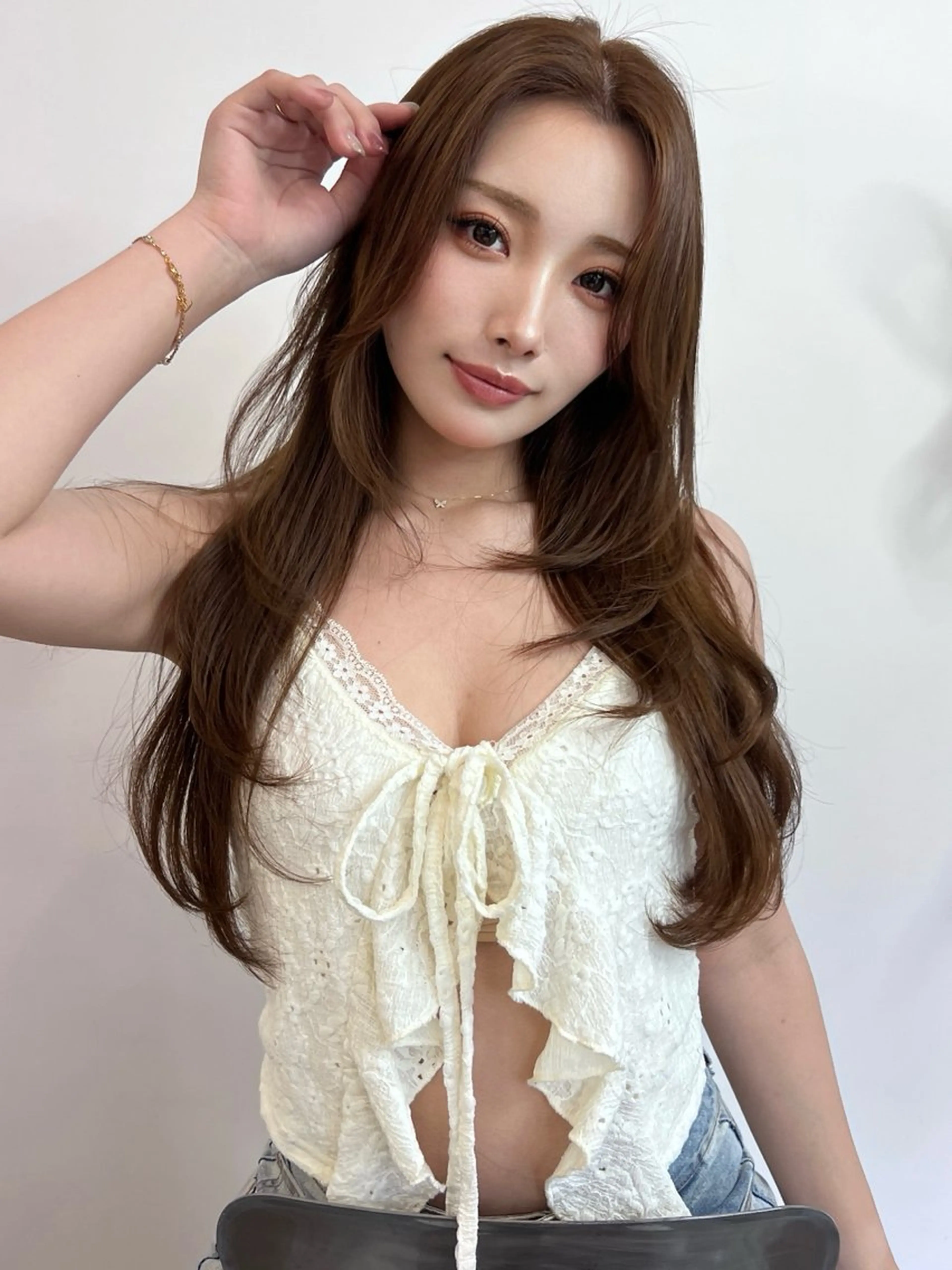 ロング カラー レイヤーカット カット ヘアカラー トリートメント 透明感×髪質改善🧸 韓国ヘア　武田涼のヘアスタイル