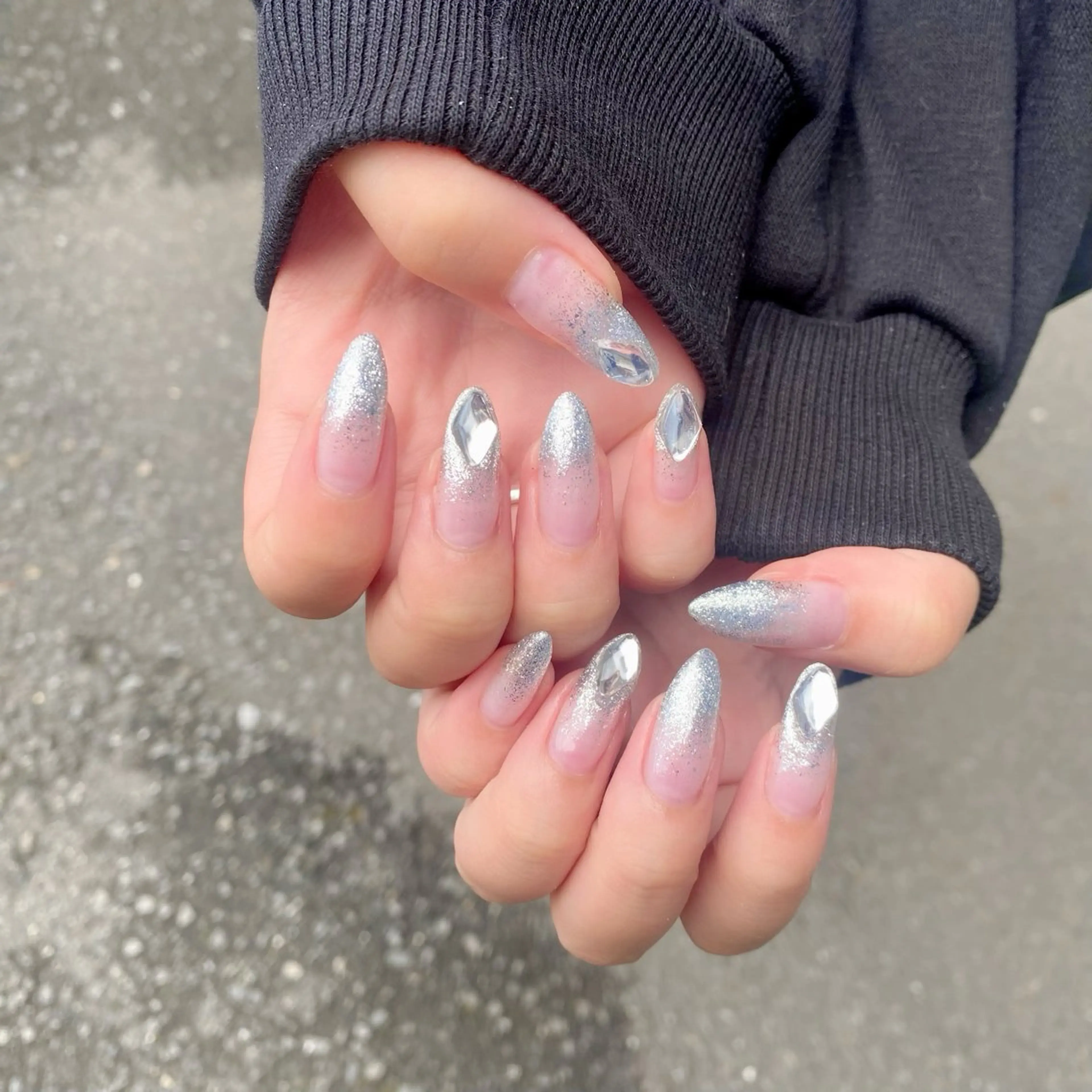 ネイル ジェルネイル ラメ(グリッター) パラジェル シルバー 夏ネイル Salon Ｋのネイルデザイン