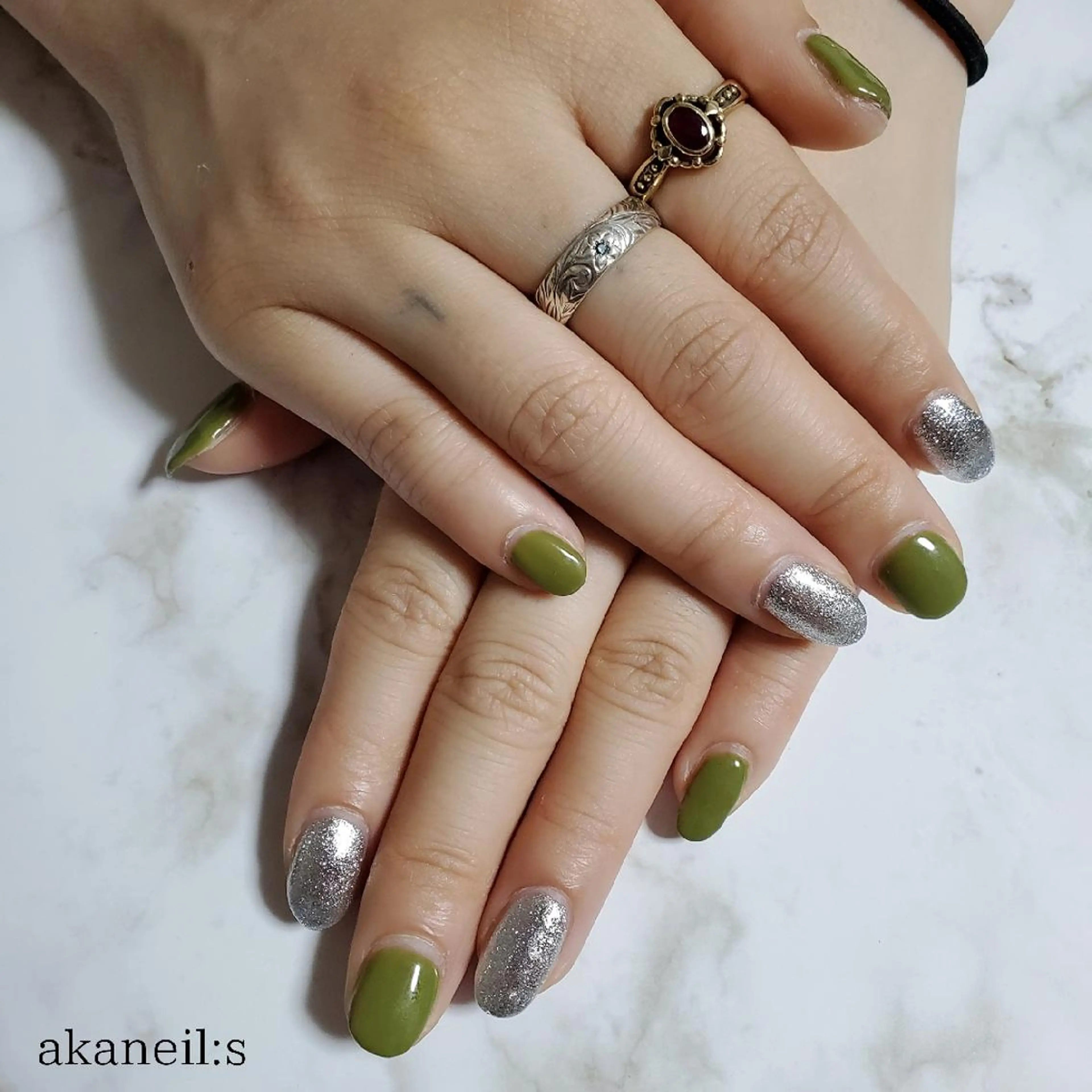 ネイル シルバー 【akaneils】 アカネのネイルデザイン