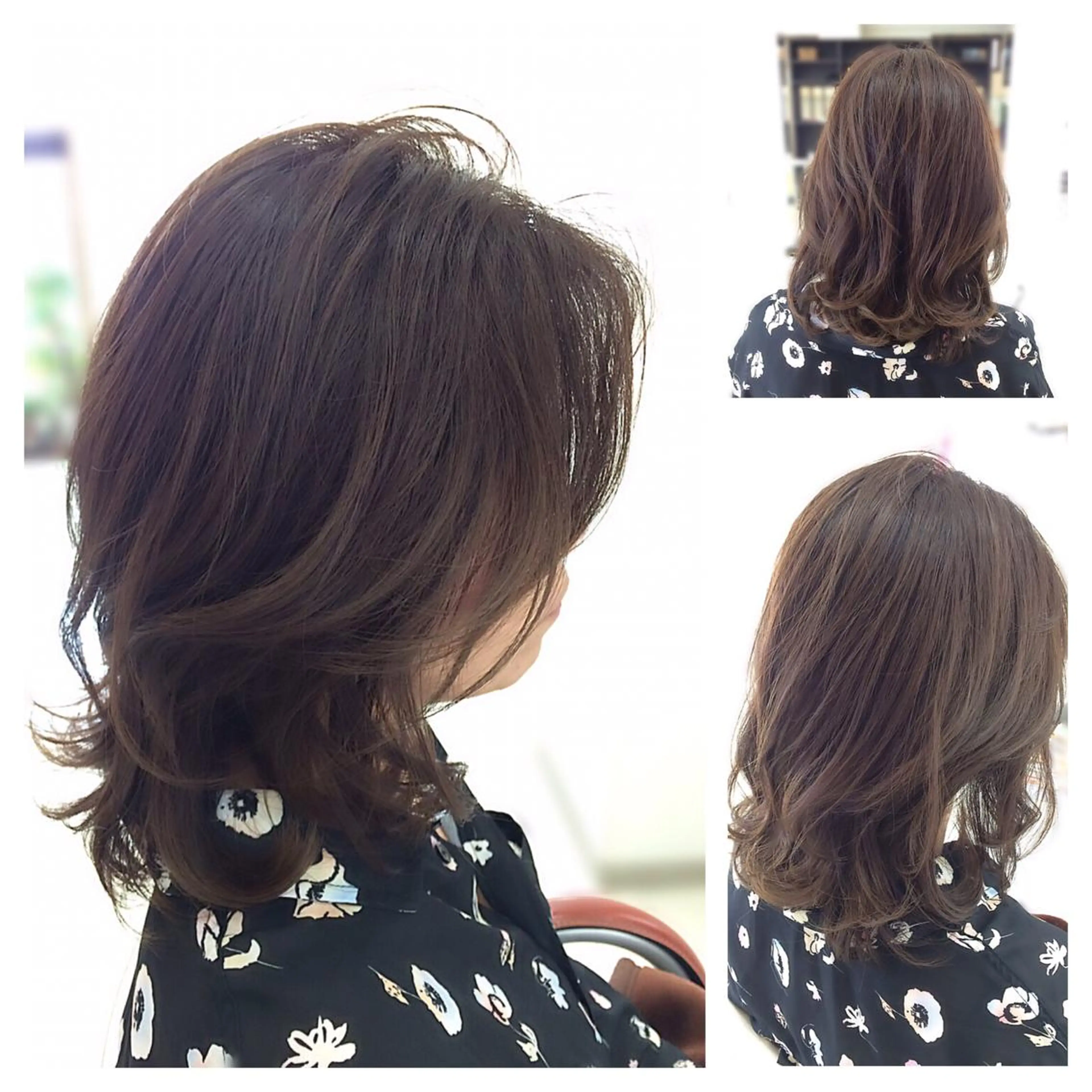 ミディアム カラー グレージュ メッシュ レイヤーカット カット ヘアカラー トリートメント Hair VERDEのヘアスタイル