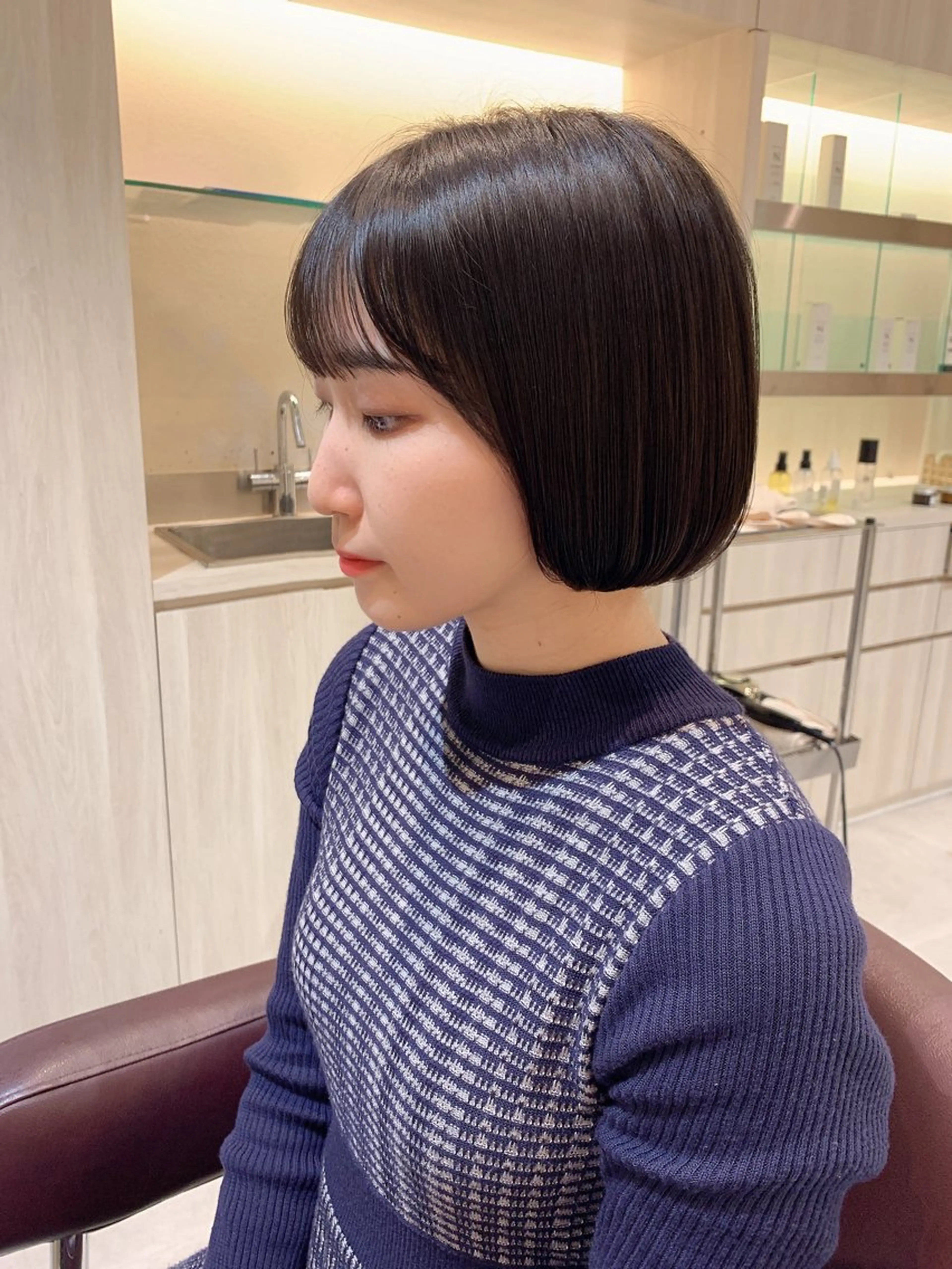 ミディアム 切りっぱなしボブ ボブ カット トリートメント mulum hair dressing salon所属・Yuuki🌷名古屋 栄　ベージュ/カラーのヘアスタイル