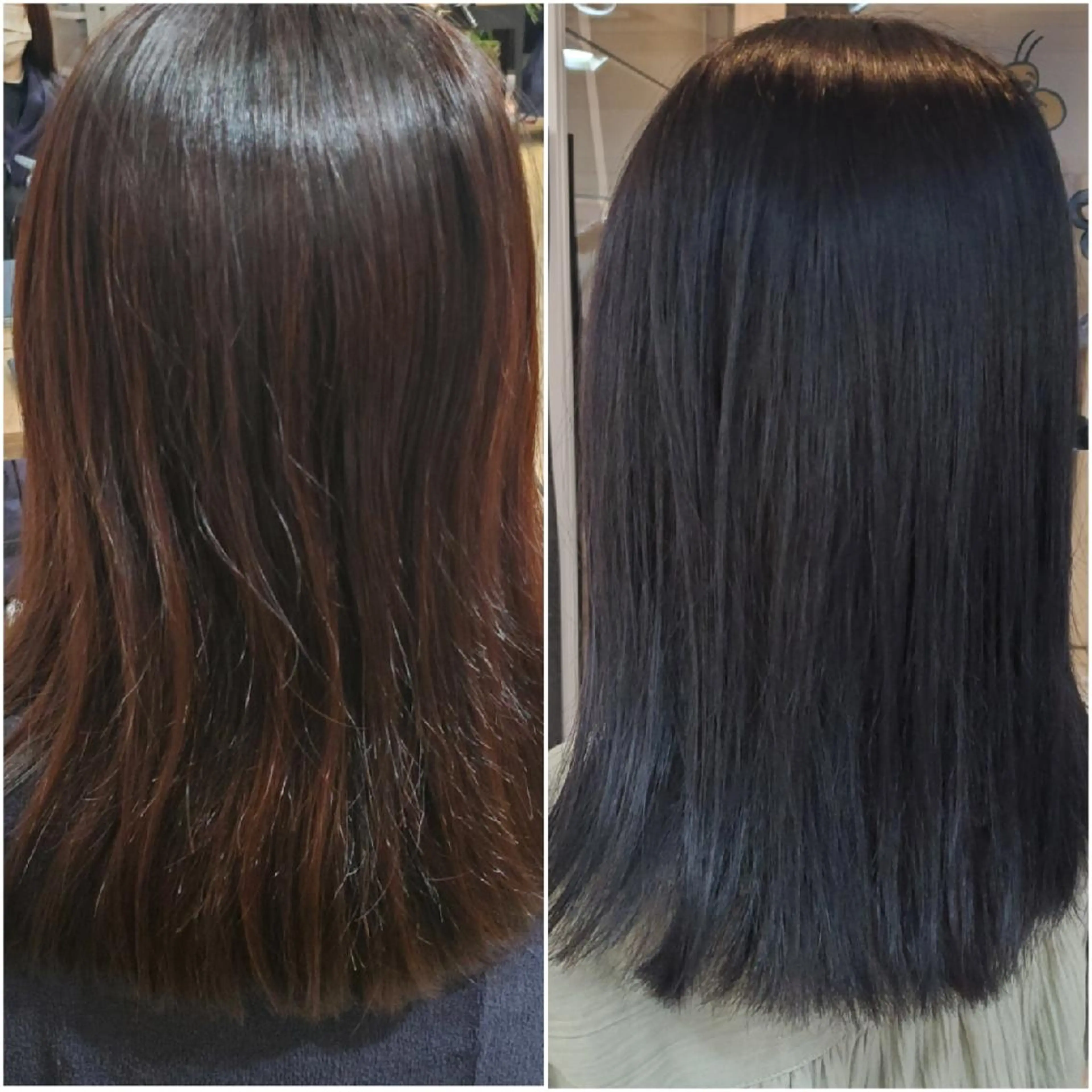 ミディアム カラー 黒髪 ブルーカラー ブルーブラック パーソナルカラー 診断🍀マリンのヘアスタイル