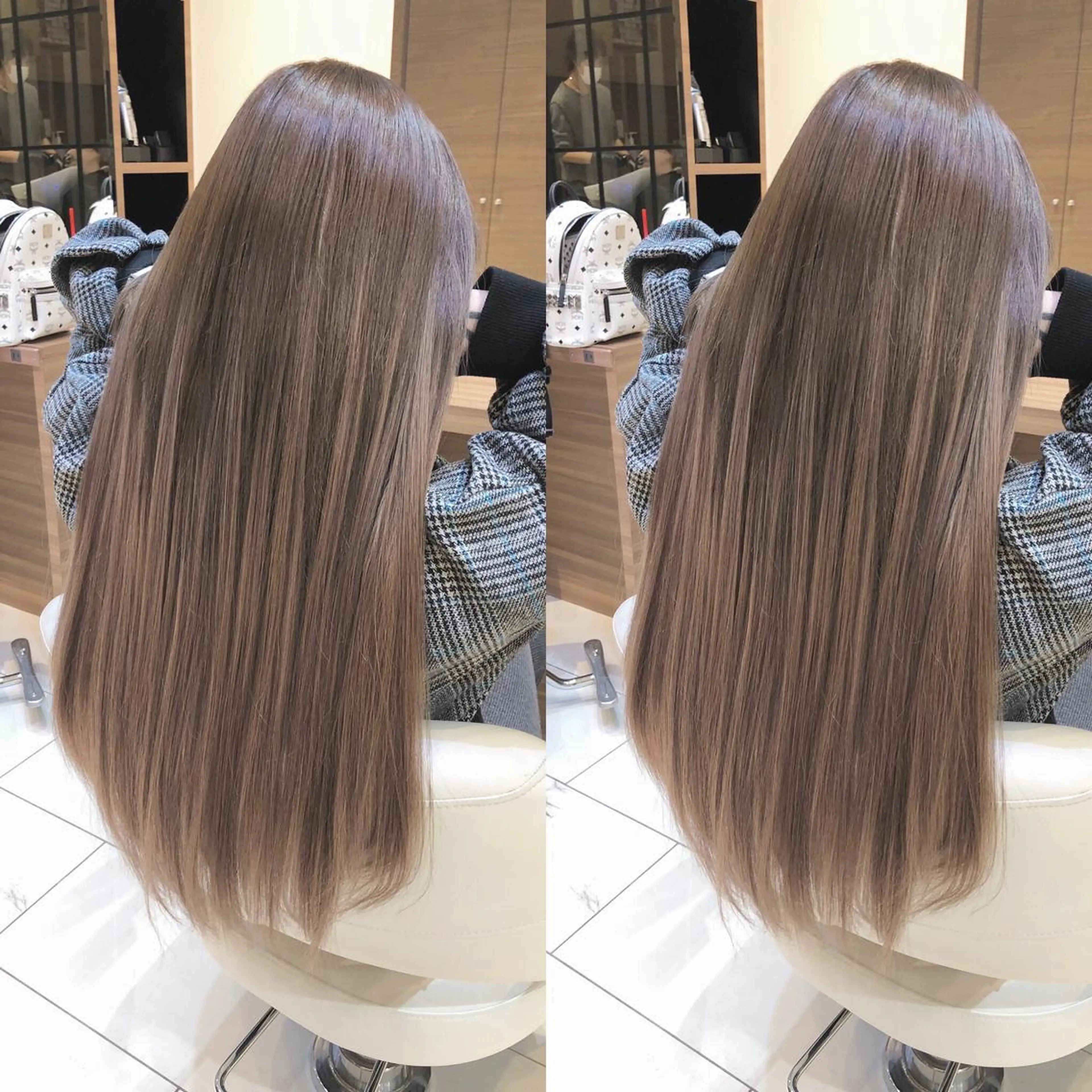 ロング カラー ショートボブ シールエクステ ベージュカラー ダブルカラー グレージュ ヘアカラー トリートメント エクステ 【Diar】オーナー アキヨシケンタのヘアスタイル
