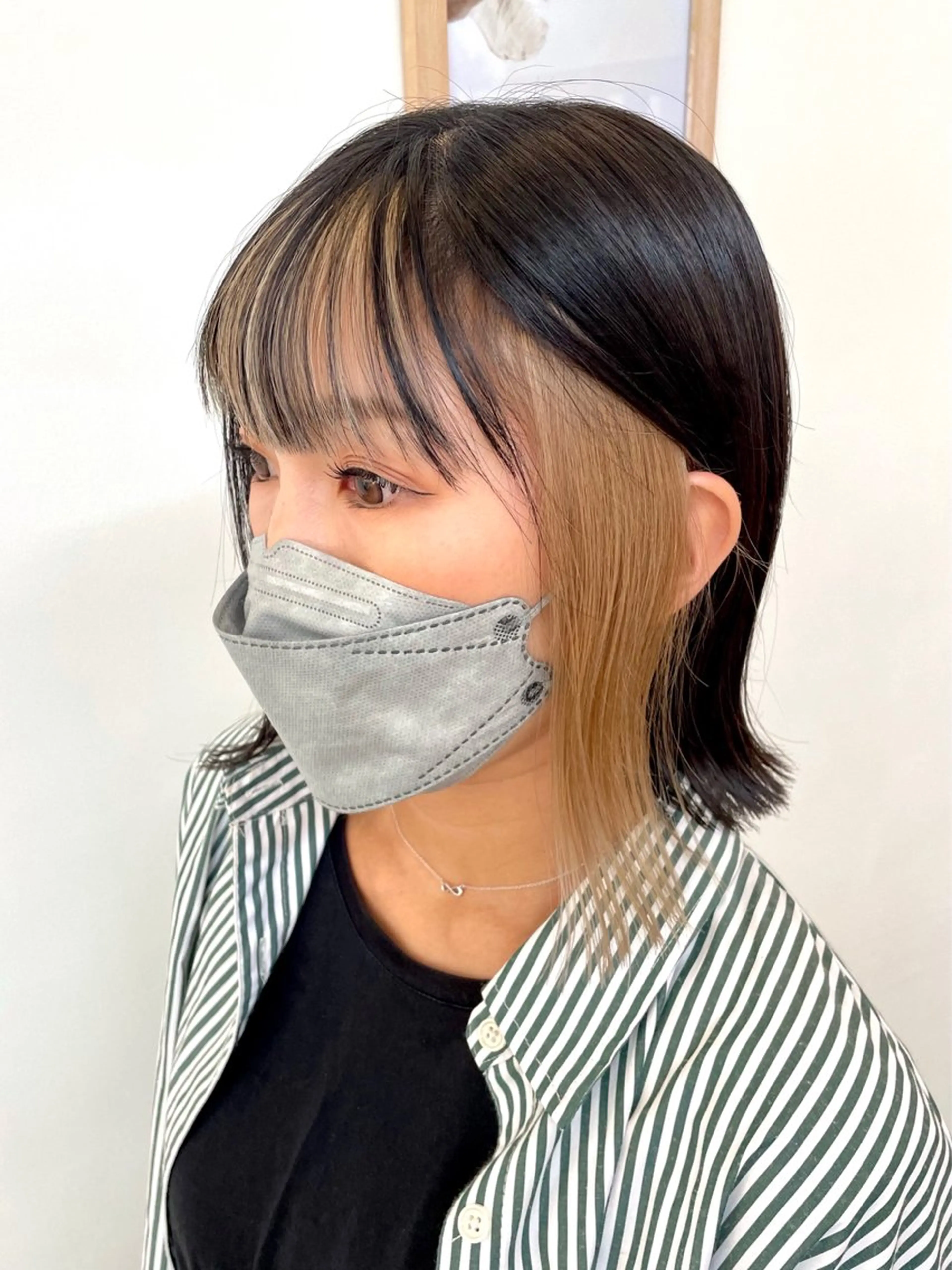 ミディアム カラー 切りっぱなしボブ ベージュカラー インナーカラー ボブ 中西倖 トップスタイリストのヘアスタイル