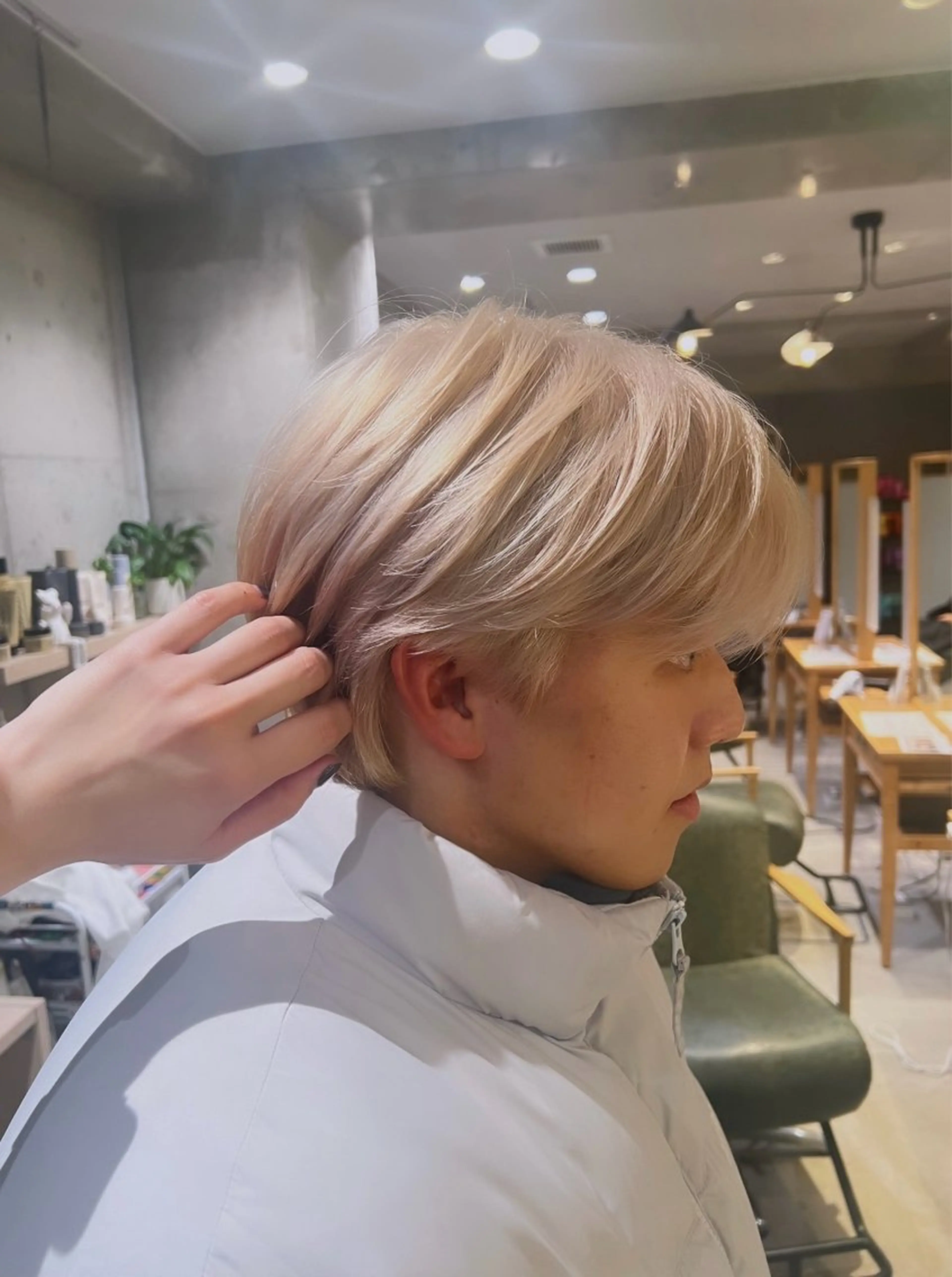 ショート カット ヘアカラー ダン/メンズ/ 顔周り×透明感カラーのヘアスタイル